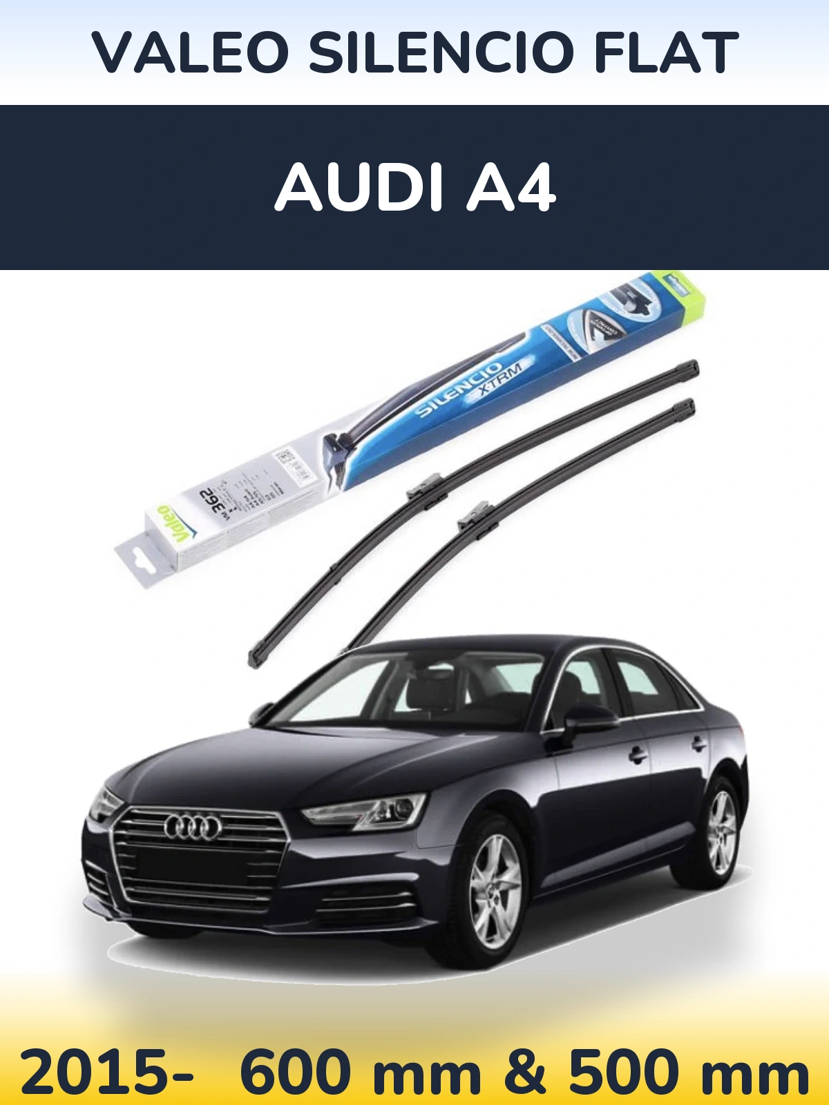 Комплект передних дворников Valeo Silencio Flat 600 & 500 мм для Audi A4 2015-2026