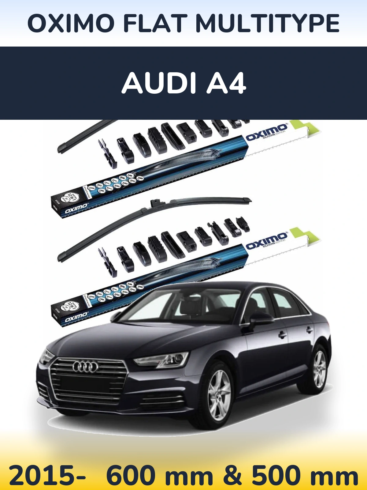 Komplet przednich wycieraczek Oximo Flat MultiType 600 & 500 mm do Audi A4 2015-2026