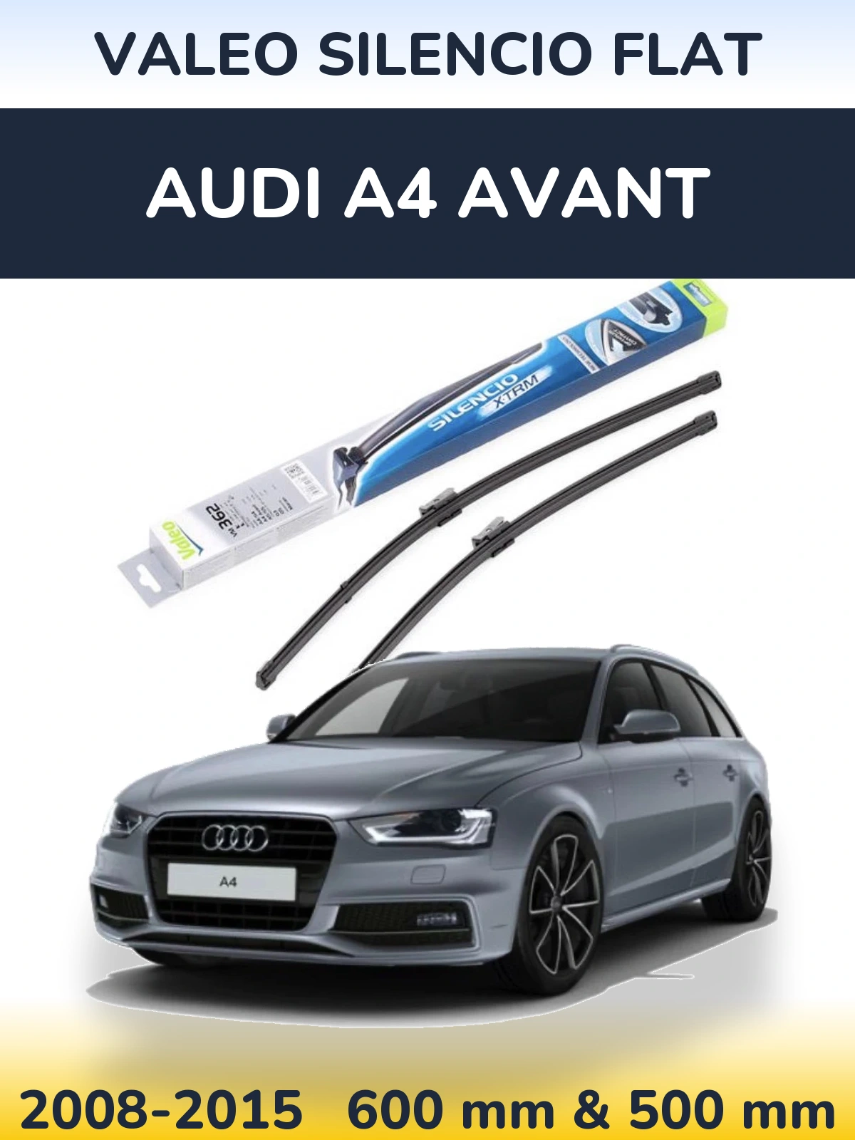 Комплект передних дворников Valeo Silencio Flat 600 & 500 мм для Audi A4 Avant 2008-2015