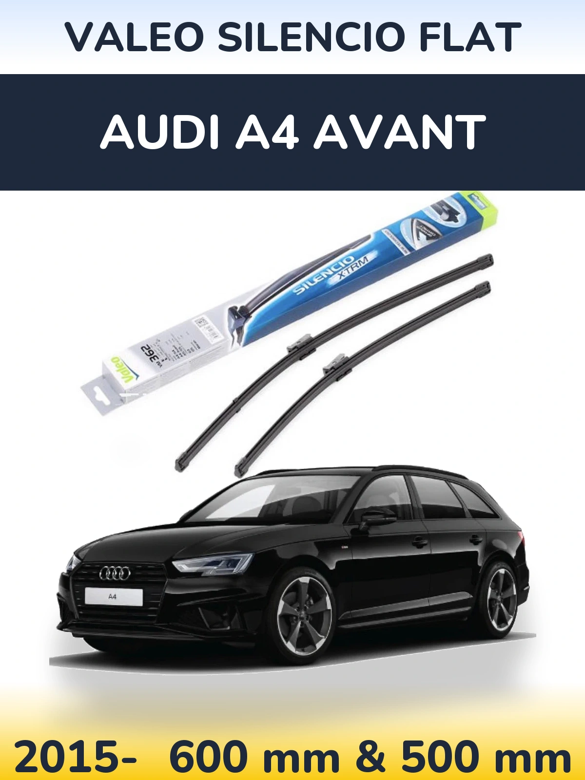 Komplet przednich wycieraczek Valeo Silencio Flat 600 & 500 mm do Audi A4 Avant 2015-2026