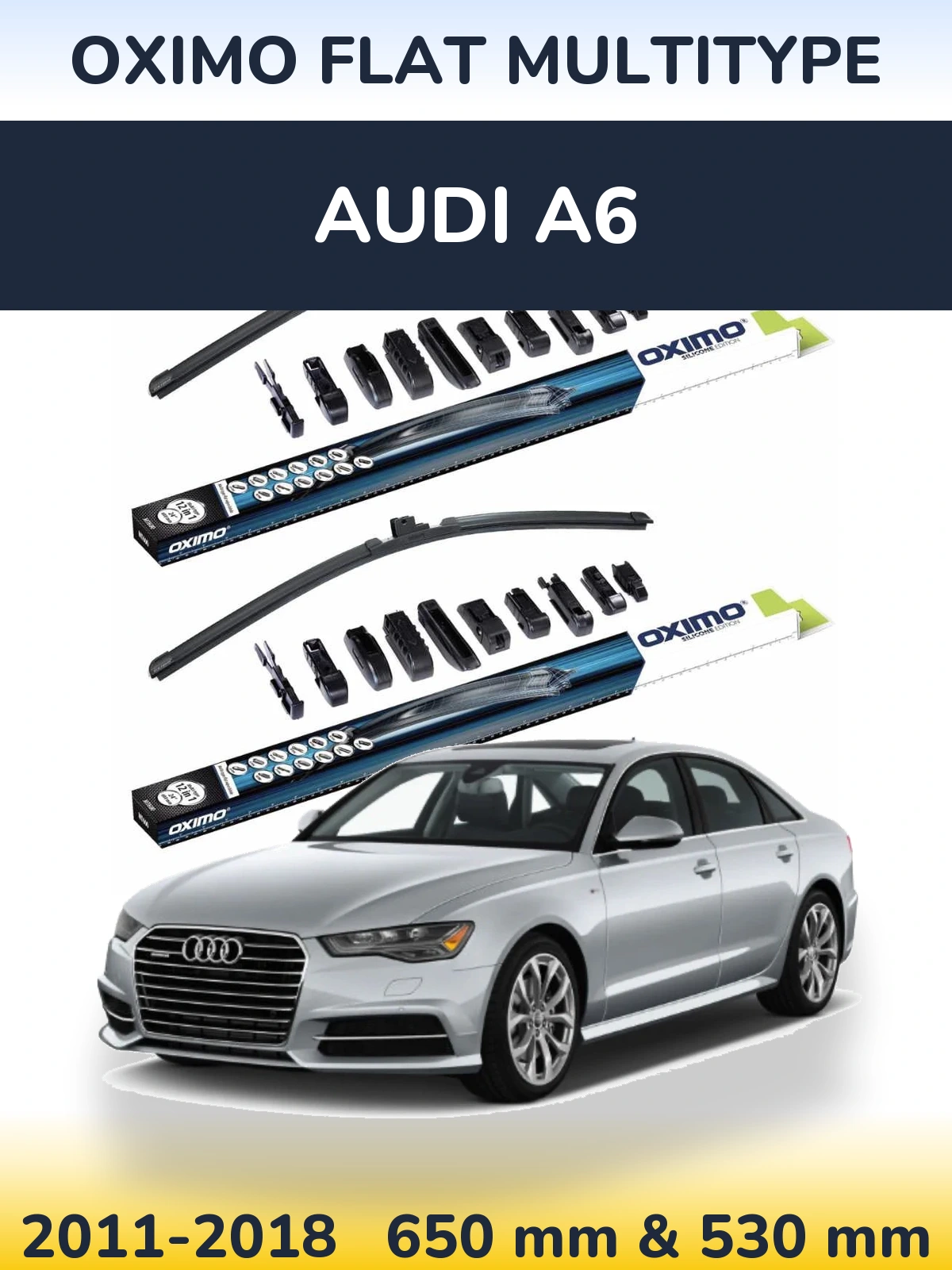 Komplet przednich wycieraczek Oximo Flat MultiType 650 & 530 mm do Audi A6 2011-2018