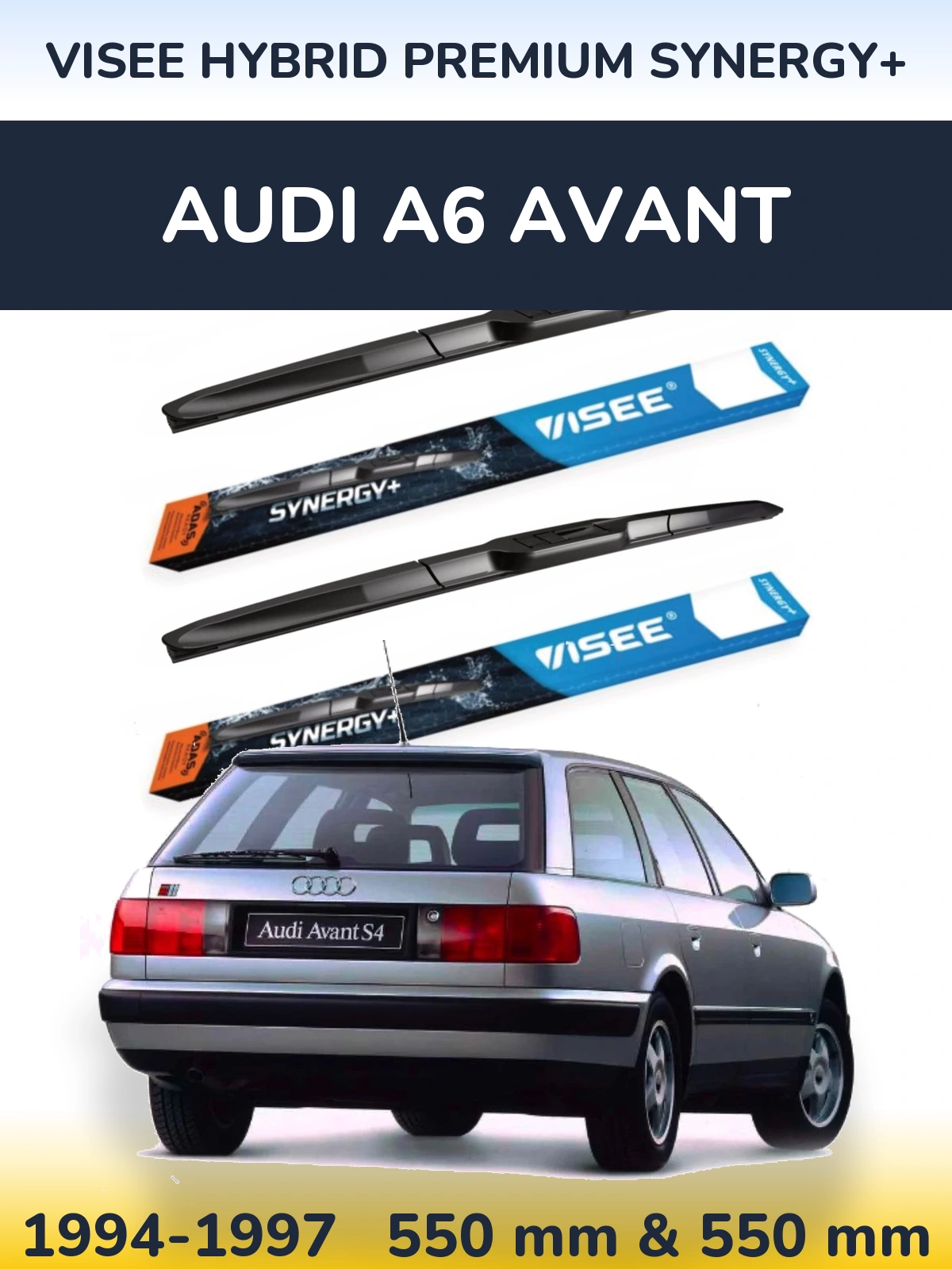 Komplet przednich wycieraczek VISEE HYBRID PREMIUM SYNERGY+ 550 & 550 mm do Audi A6 Avant 1994-1997