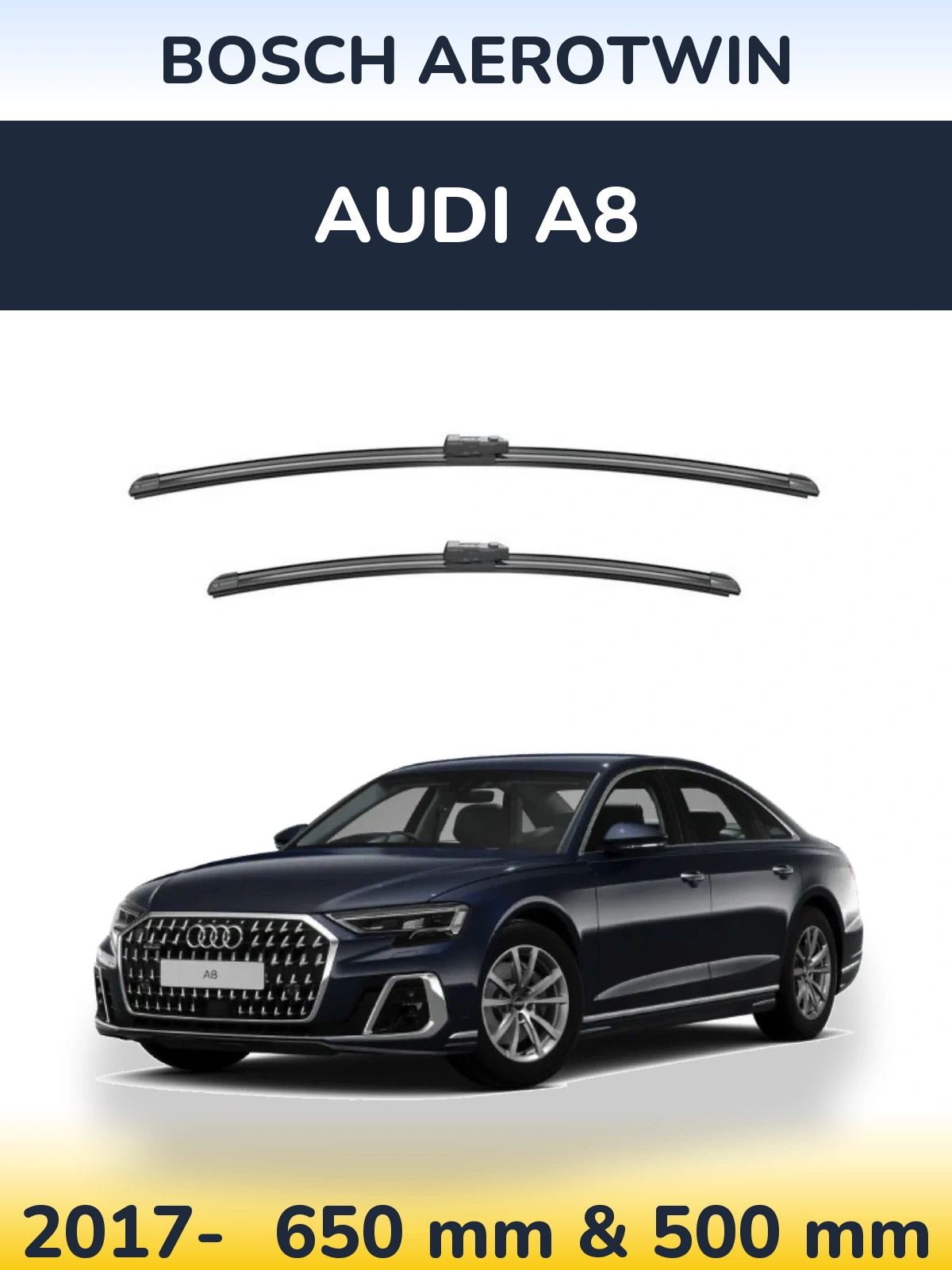 Комплект передних дворников BOSCH AeroTwin 650 & 500 мм для Audi A8 2017-2026