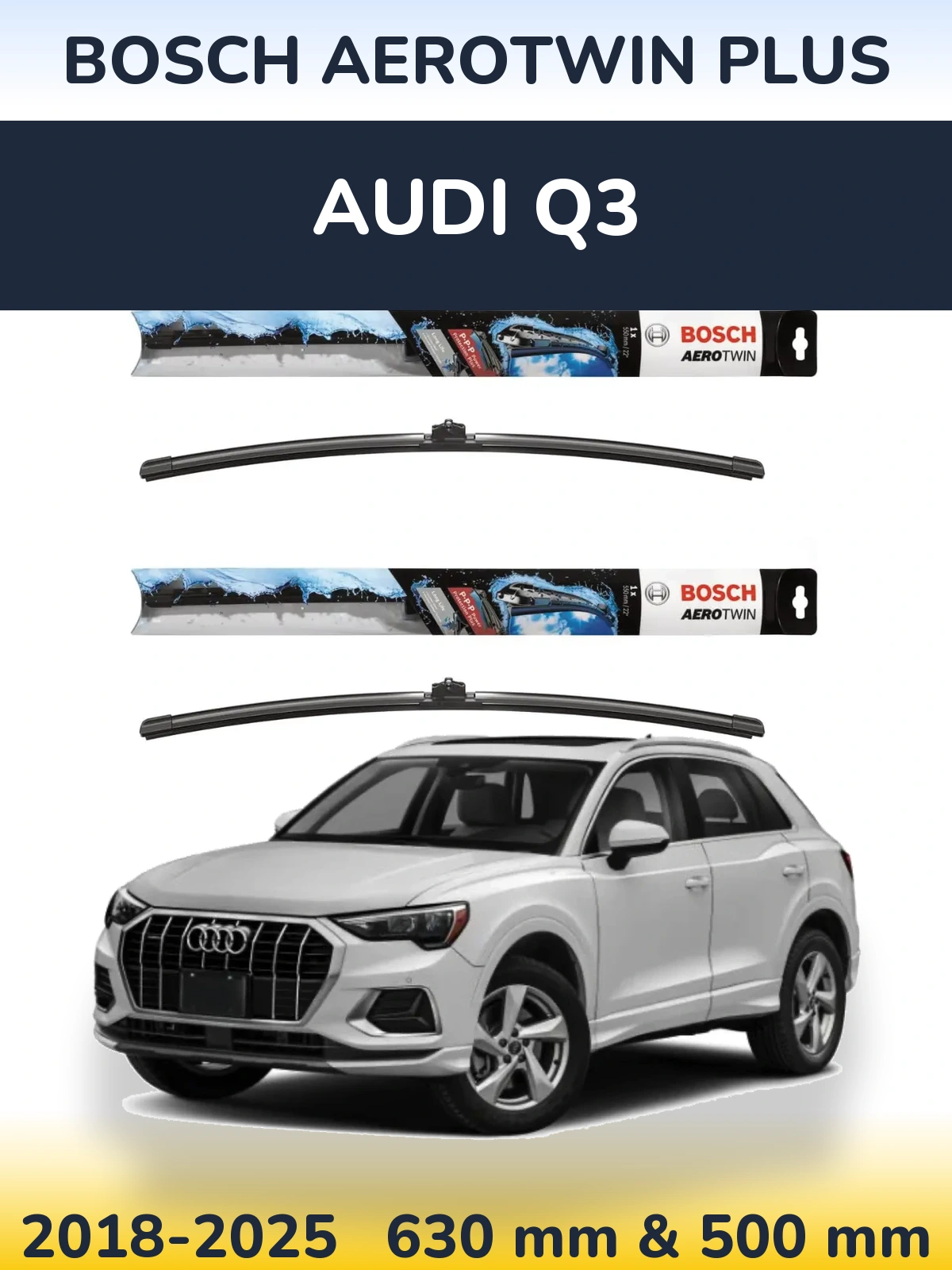 Комплект передних дворников BOSCH AeroTwin Plus 600 & 500 мм для Audi Q3 2018-2025
