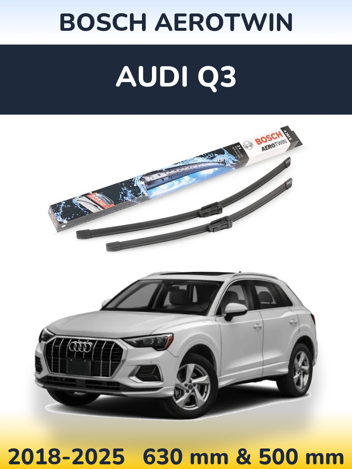 Komplet przednich wycieraczek BOSCH AeroTwin 600 & 500 mm do Audi Q3 2018-2025