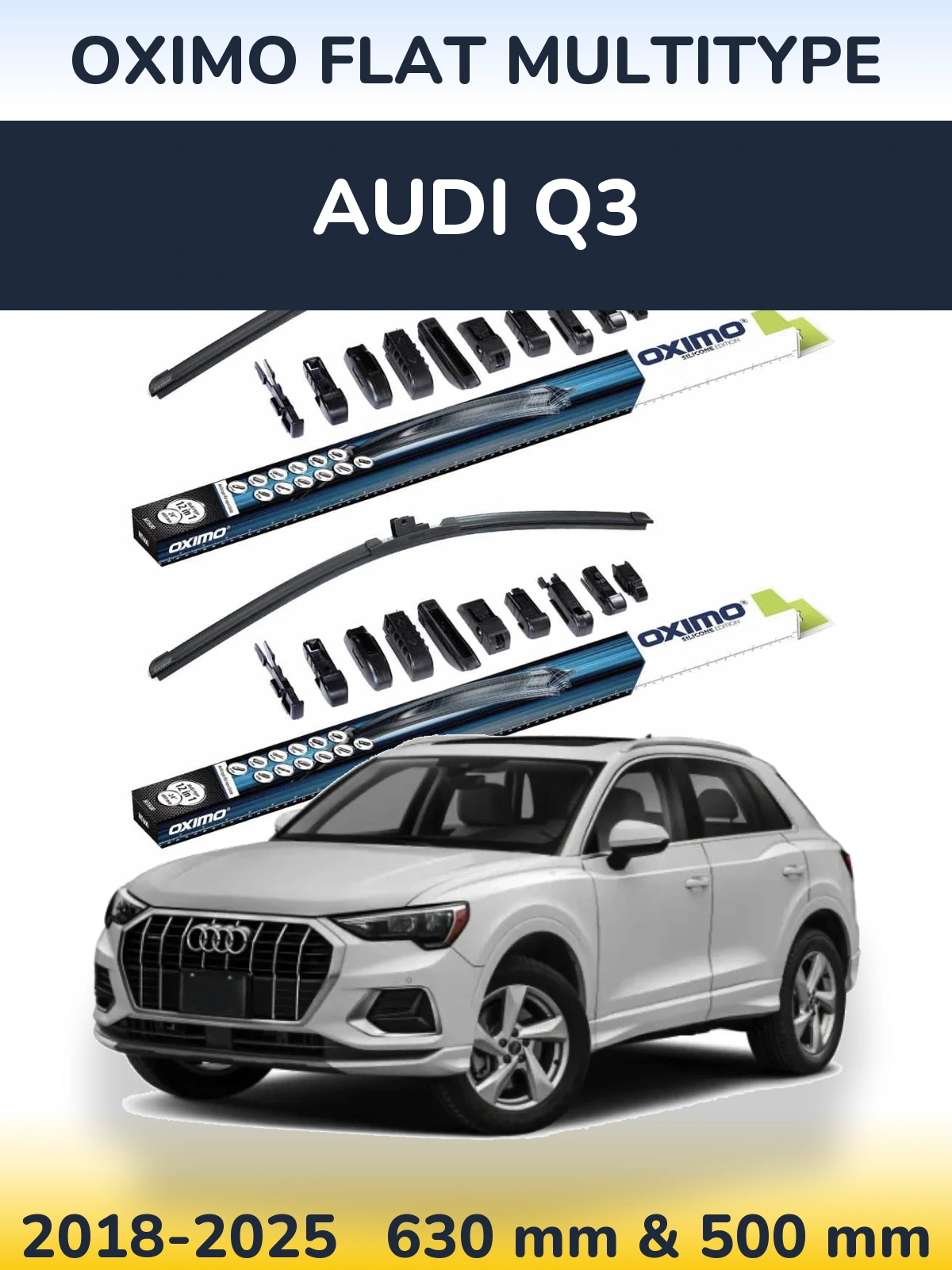 Комплект передних дворников Oximo Flat MultiТипe 600 & 500 мм для Audi Q3 2018-2025