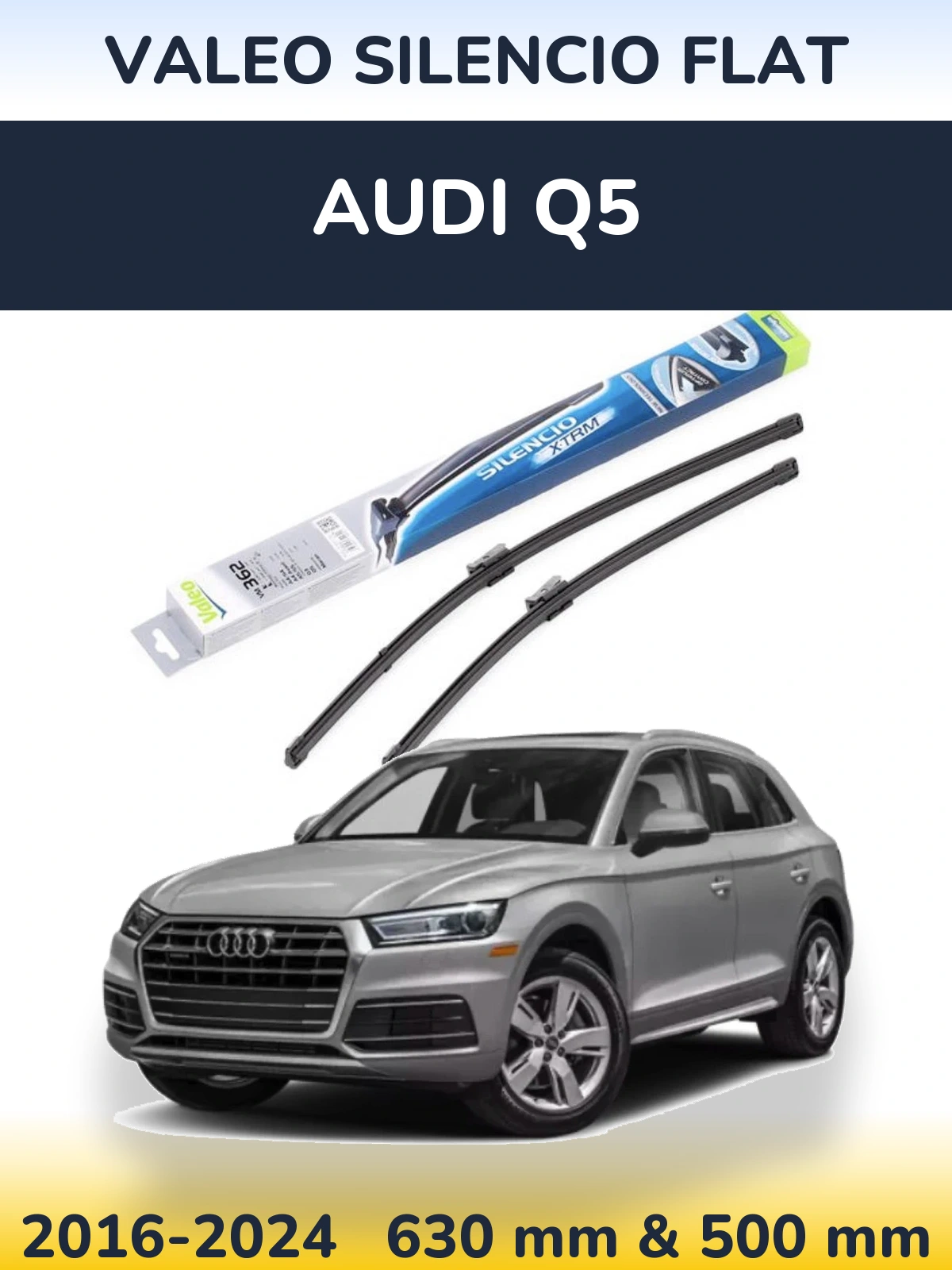 Komplet przednich wycieraczek Valeo Silencio Flat 600 & 500 mm do Audi Q5 2016-2024