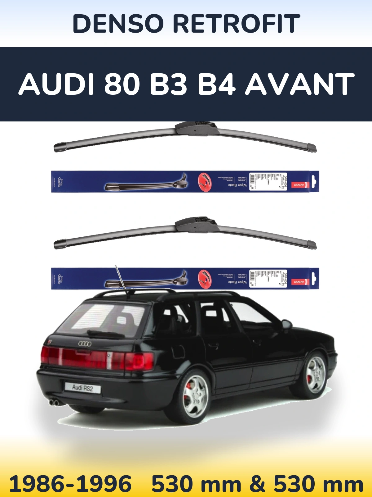 Комплект передних дворников Denso Retrofit 530 & 530 мм для Audi 80 B3 B4 Avant 1986-1996