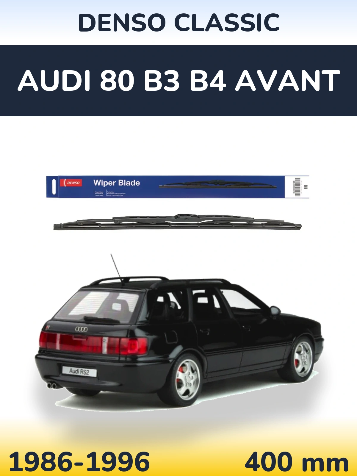 Rear wiper blade Denso Classic 400 mm for Audi 80 B3 B4 Avant 1986-1996