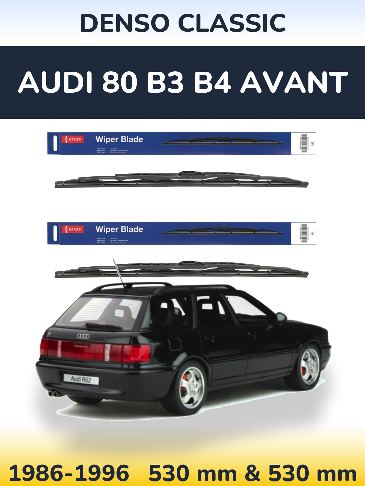 Komplet przednich wycieraczek Denso Classic 530 & 530 mm do Audi 80 B3 B4 Avant 1986-1996