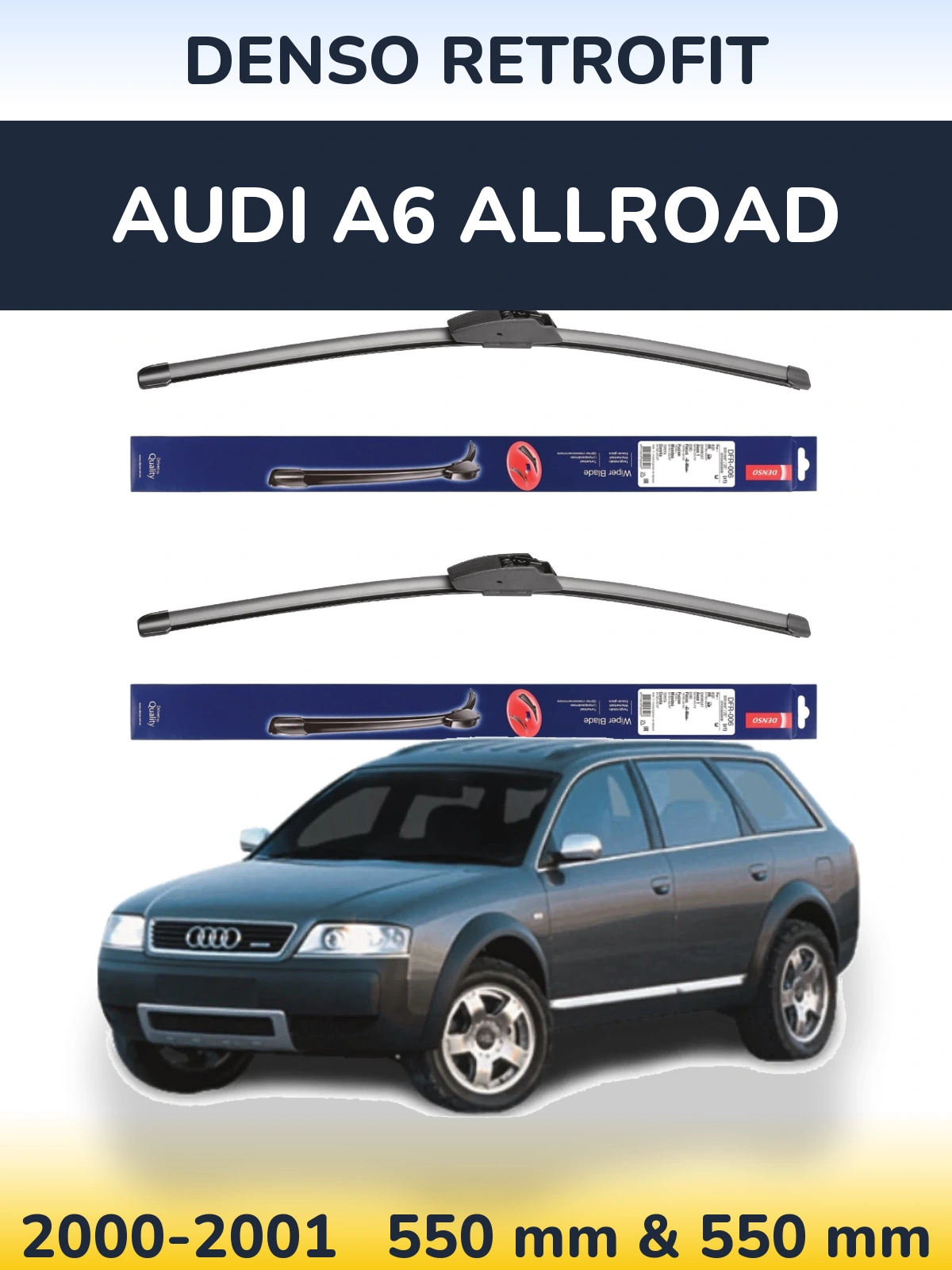 Komplet przednich wycieraczek Denso Retrofit 550 & 550 mm do Audi A6 Allroad 2000-2001