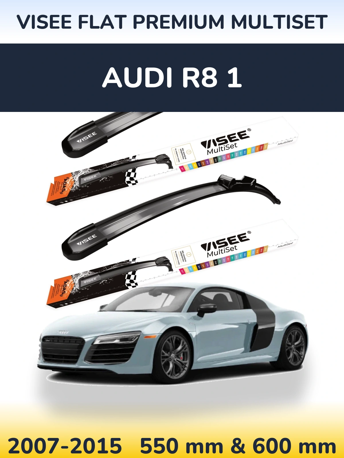 Комплект передних дворников VISEE FLAT PREMIUM MultiSet 550 & 600 мм для Audi R8 1 2007-2015
