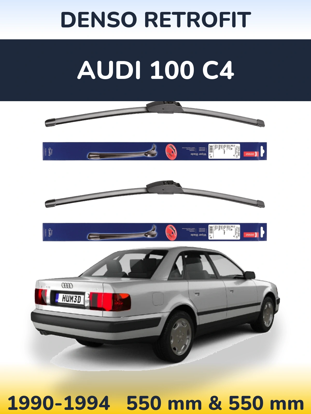 Комплект передних дворников Denso Retrofit 550 & 550 мм для Audi 100 C4 1990-1994