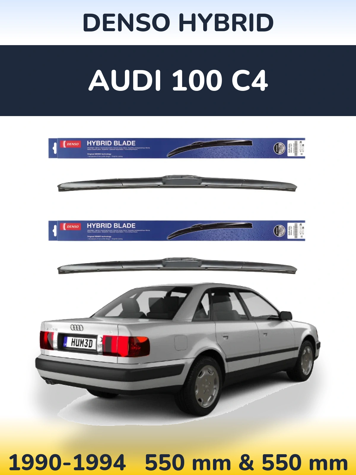 Komplet przednich wycieraczek Denso Hybrid 550 & 550 mm do Audi 100 C4 1990-1994