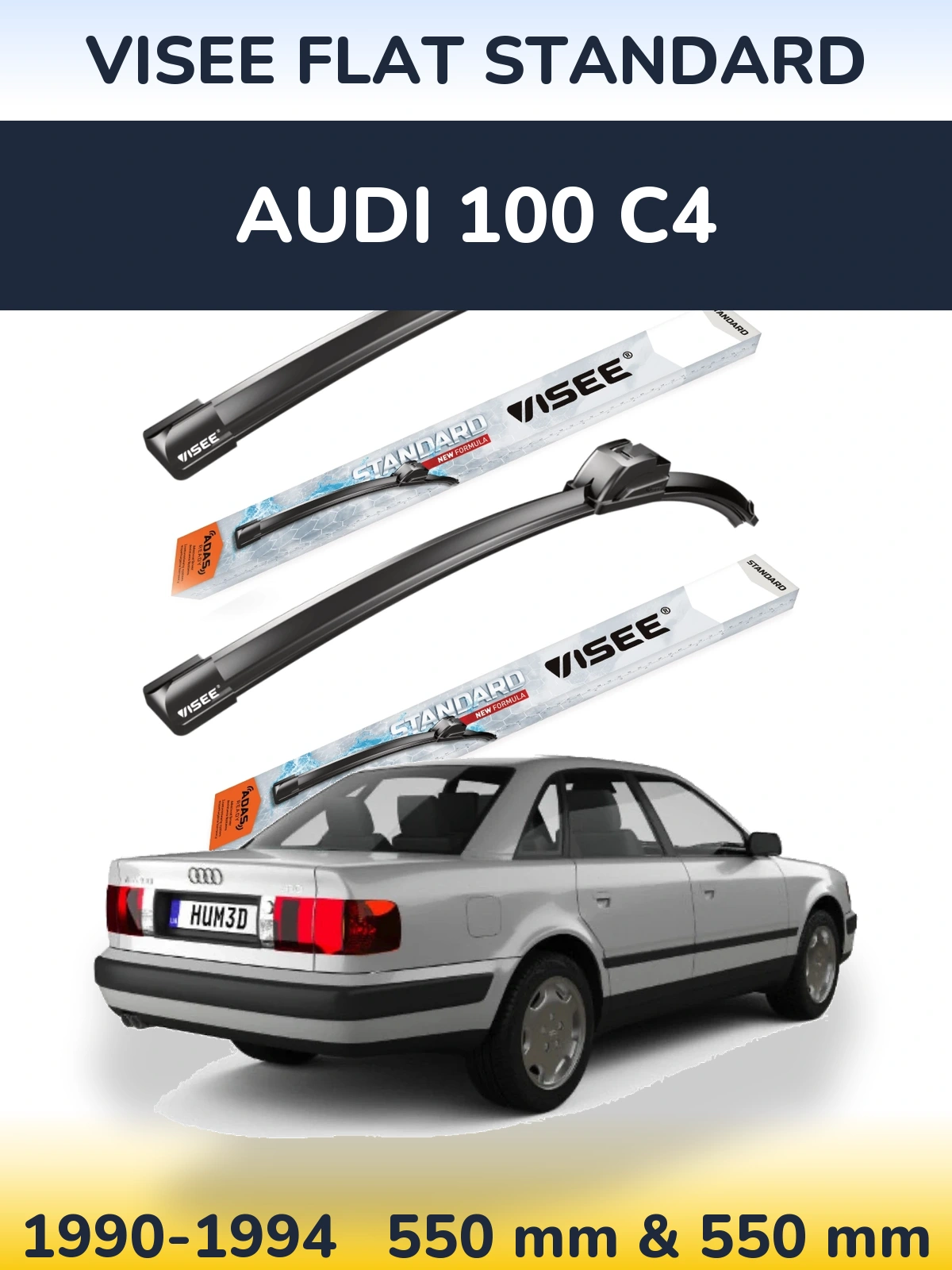 Komplet przednich wycieraczek VISEE FLAT STANDARD 550 & 550 mm do Audi 100 C4 1990-1994