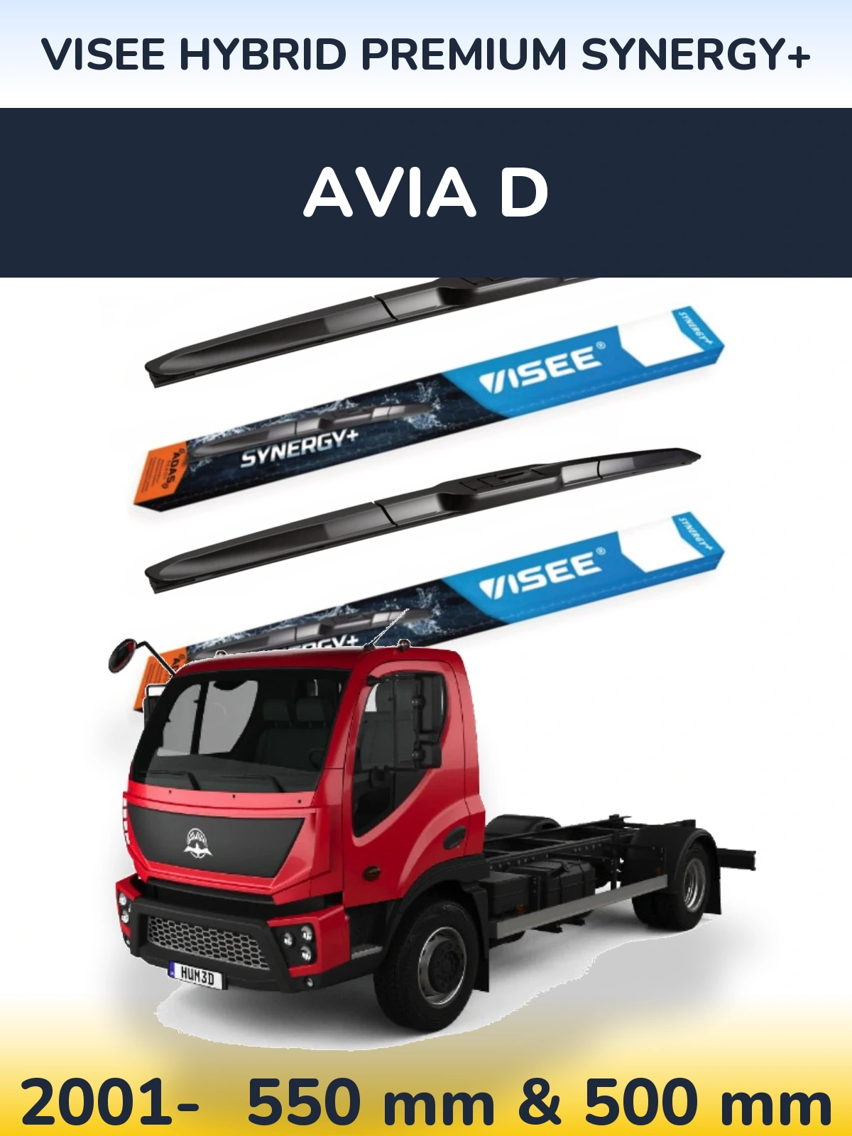 Komplet przednich wycieraczek VISEE HYBRID PREMIUM SYNERGY+ 550 & 500 mm do Avia D 2001-2026