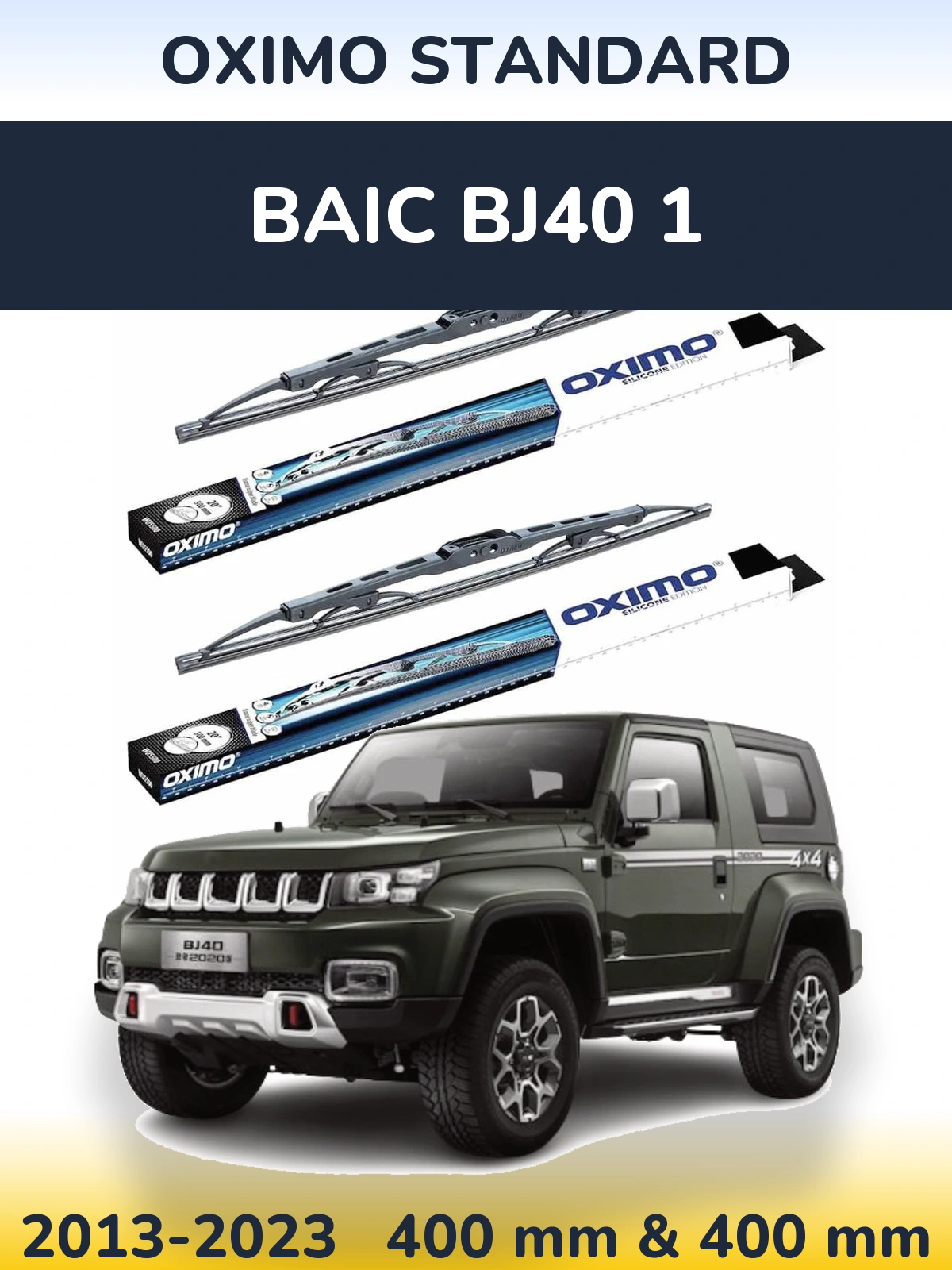 Front wiper blade set Oximo Standard 400 & 400 mm for BAIC BJ40 1 2013-2023