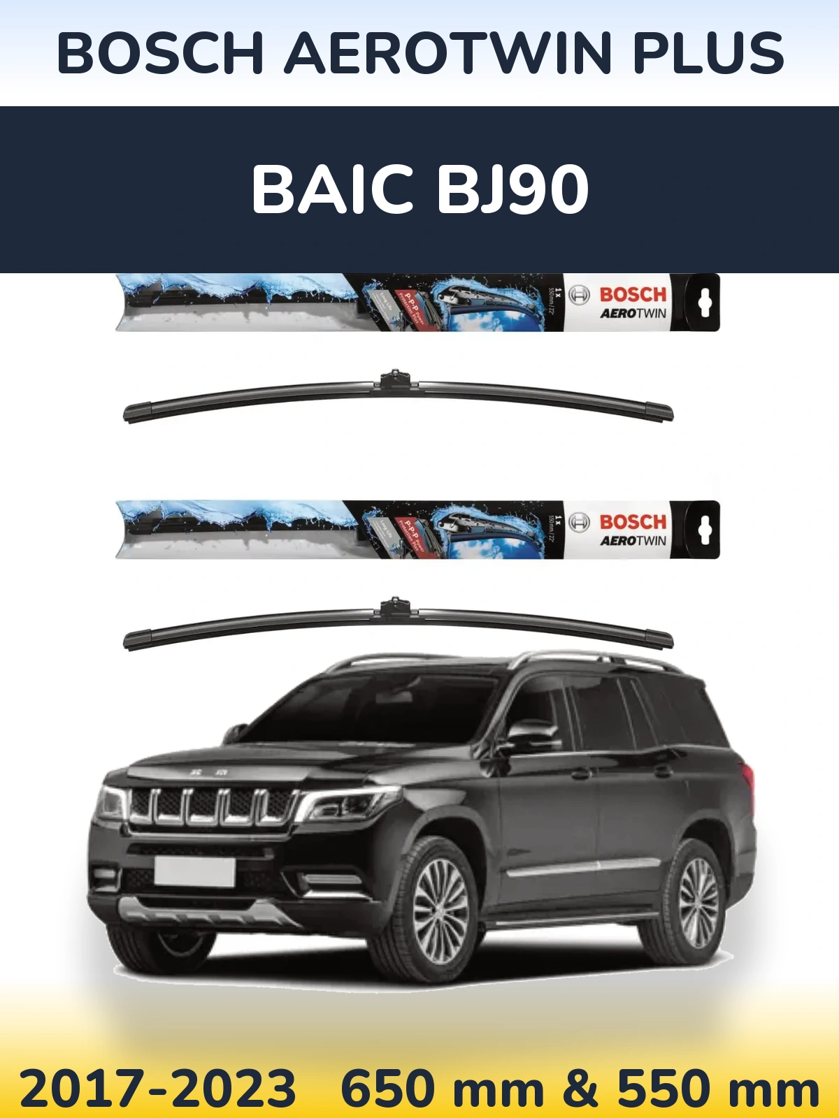 Komplet przednich wycieraczek BOSCH AeroTwin Plus 650 & 550 mm do BAIC BJ90 2017-2023