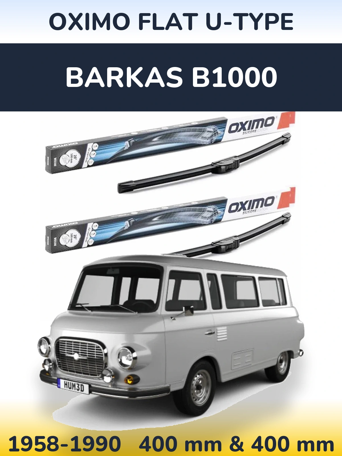 Комплект передних дворников Oximo Flat U-type 400 & 400 мм для Barkas B1000 1958-1990