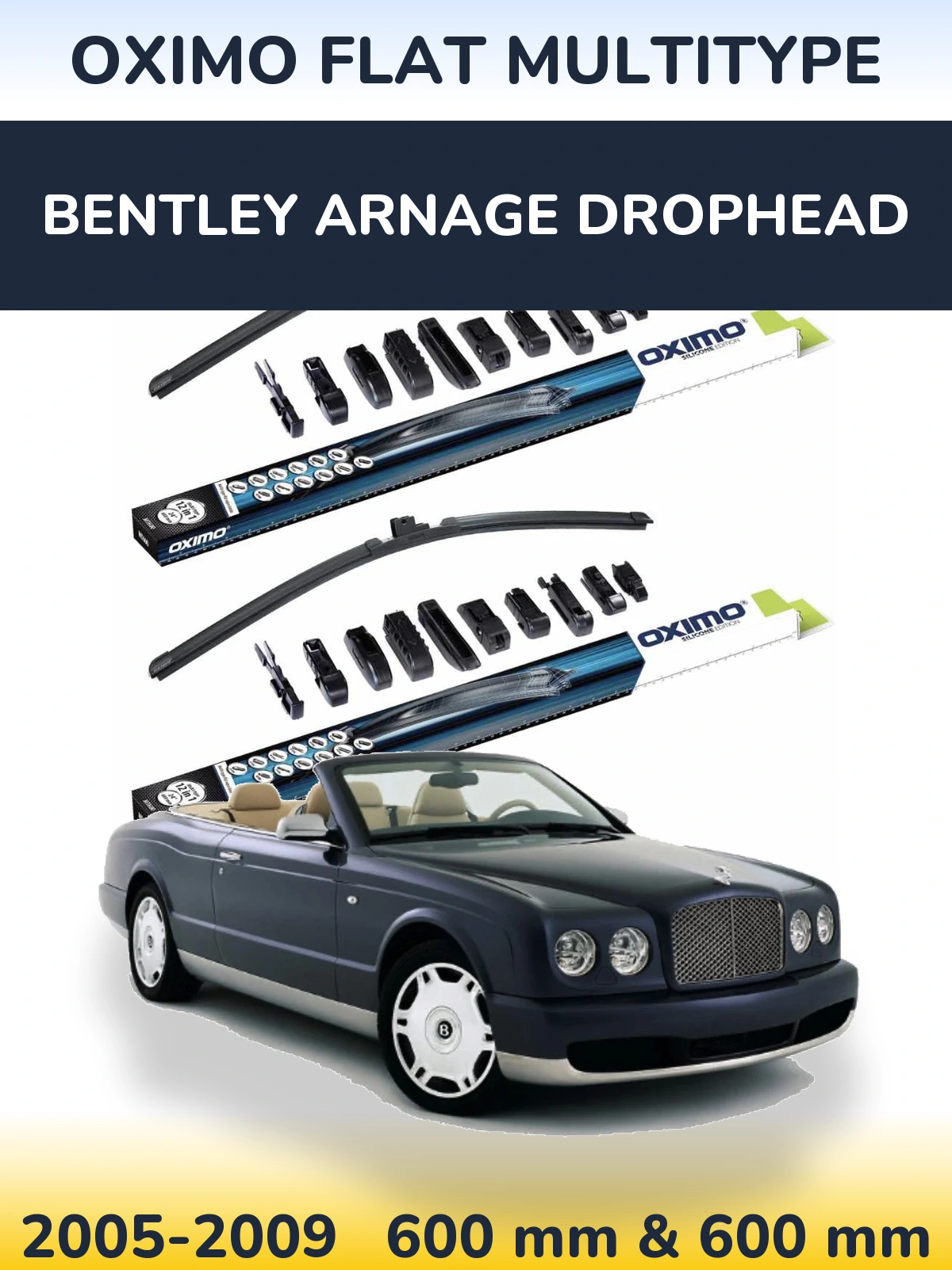 Komplet przednich wycieraczek Oximo Flat MultiType 600 & 600 mm do Bentley Arnage Drophead 2005-2009