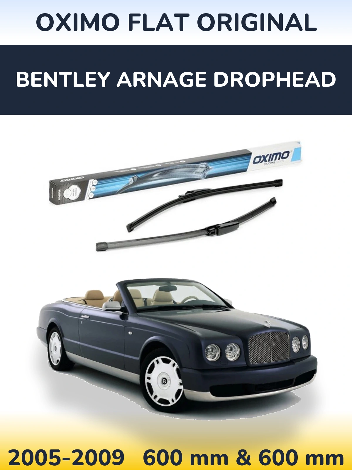 Комплект передних дворников Oximo Flat Original 600 & 575 мм для Bentley Arnage Drophead 2005-2009