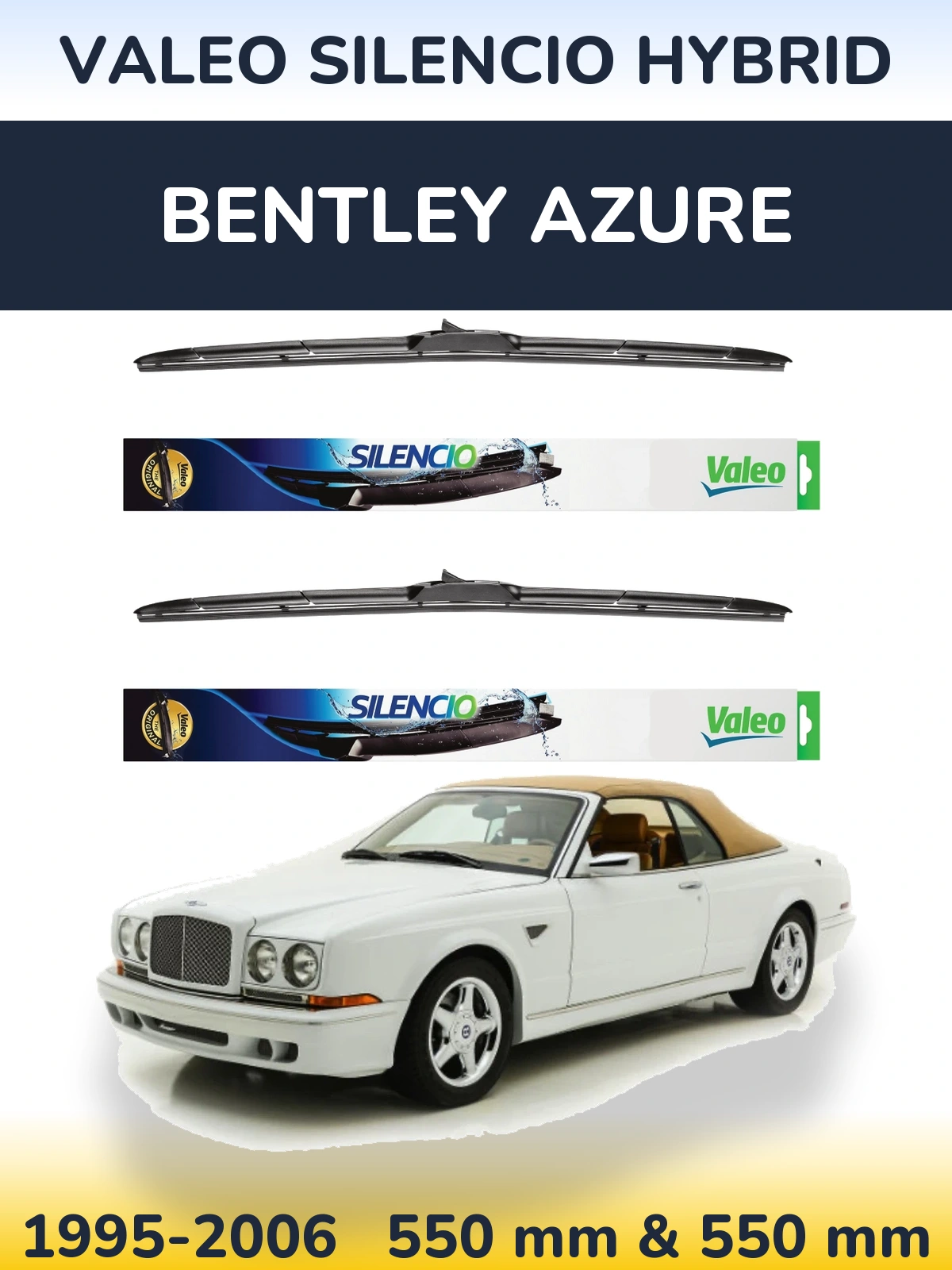 Komplet przednich wycieraczek Valeo Silencio Hybrid 550 & 550 mm do Bentley Azure 1995-2006