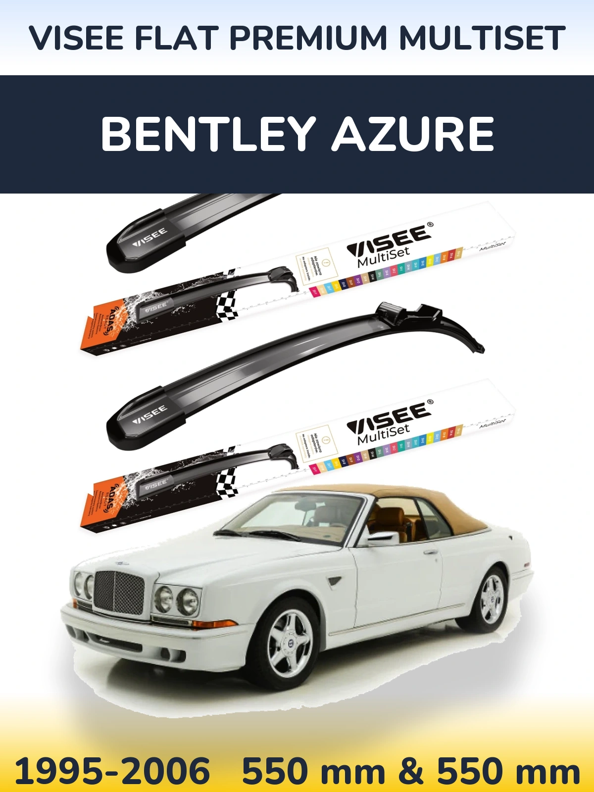 Комплект передних дворников VISEE FLAT PREMIUM MultiSet 550 & 550 мм для Bentley Azure 1995-2006