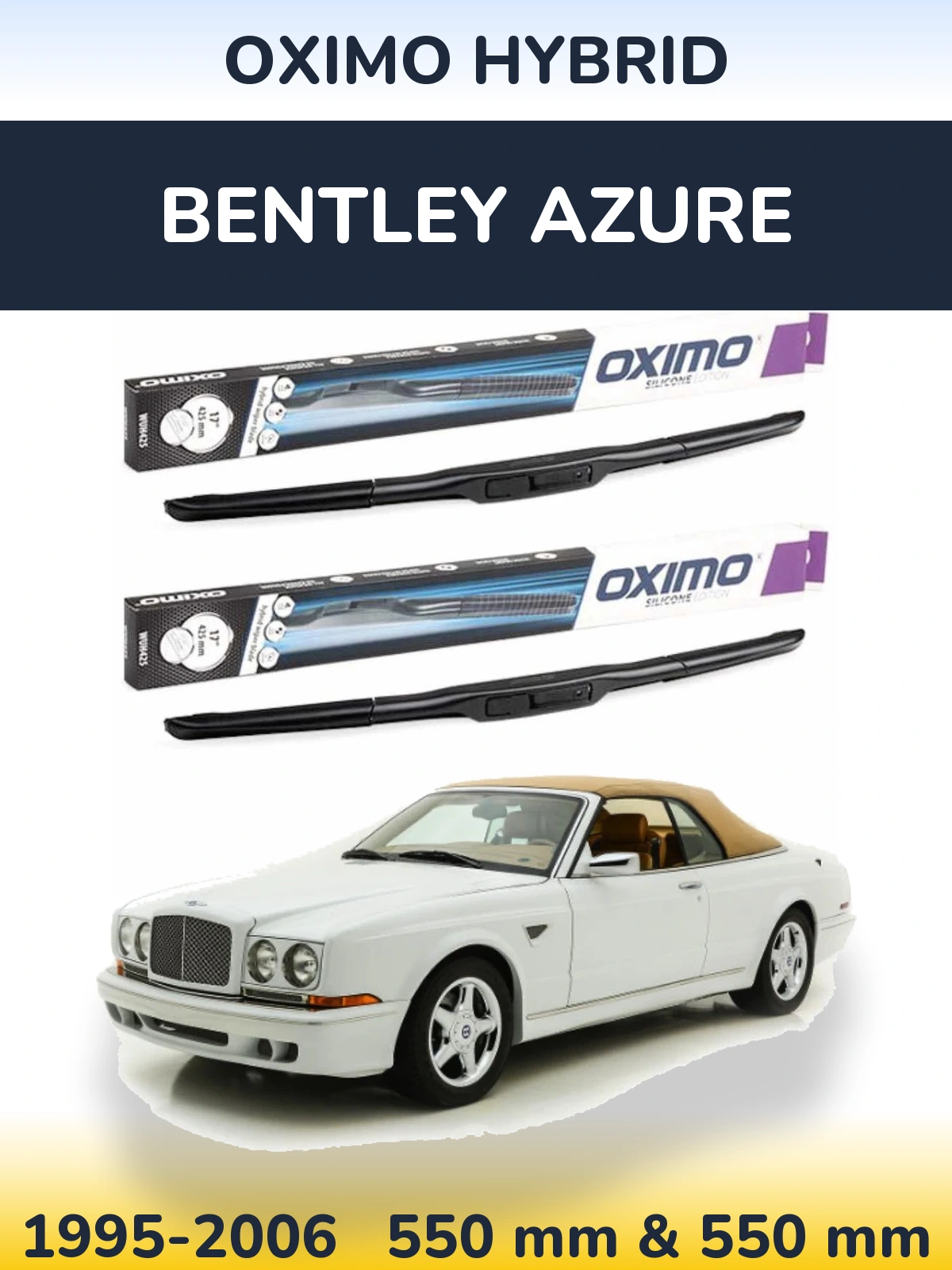 Комплект передних дворников Oximo Hybrid 550 & 550 мм для Bentley Azure 1995-2006