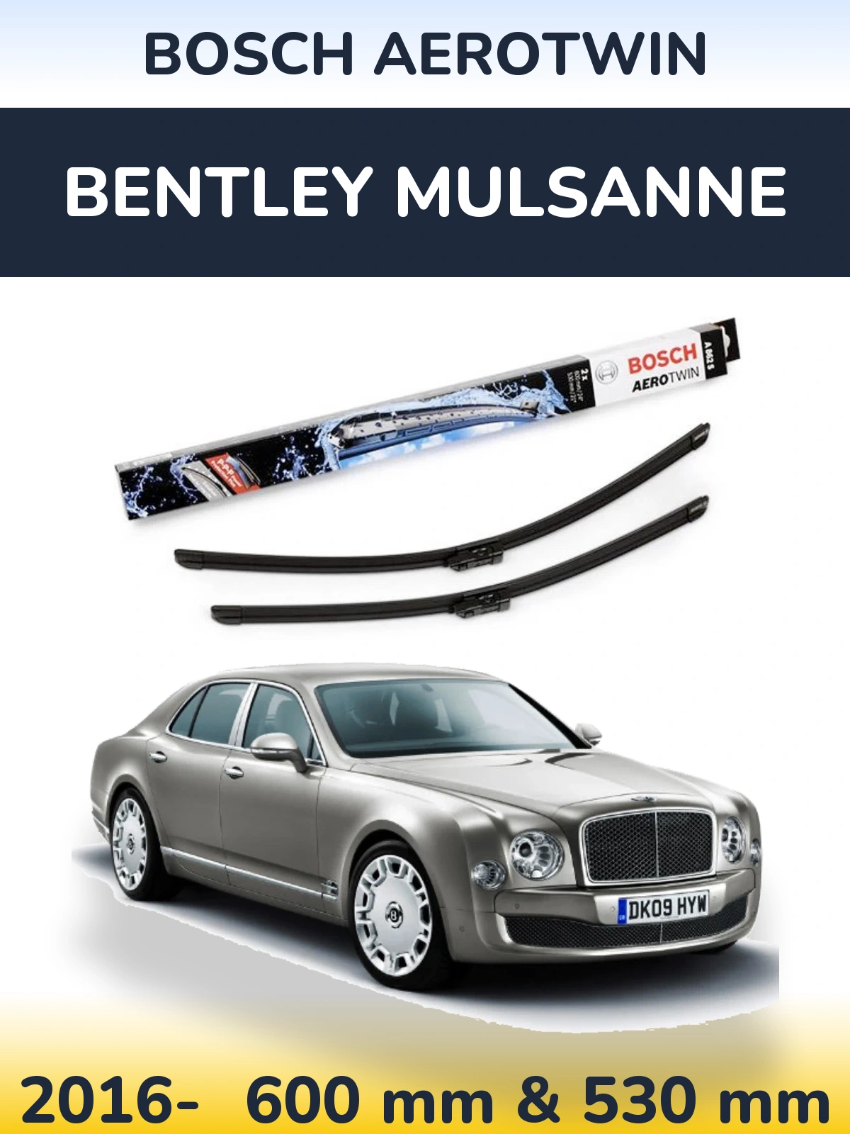 Komplet przednich wycieraczek BOSCH AeroTwin 600 & 530 mm do Bentley Mulsanne 2016-2026