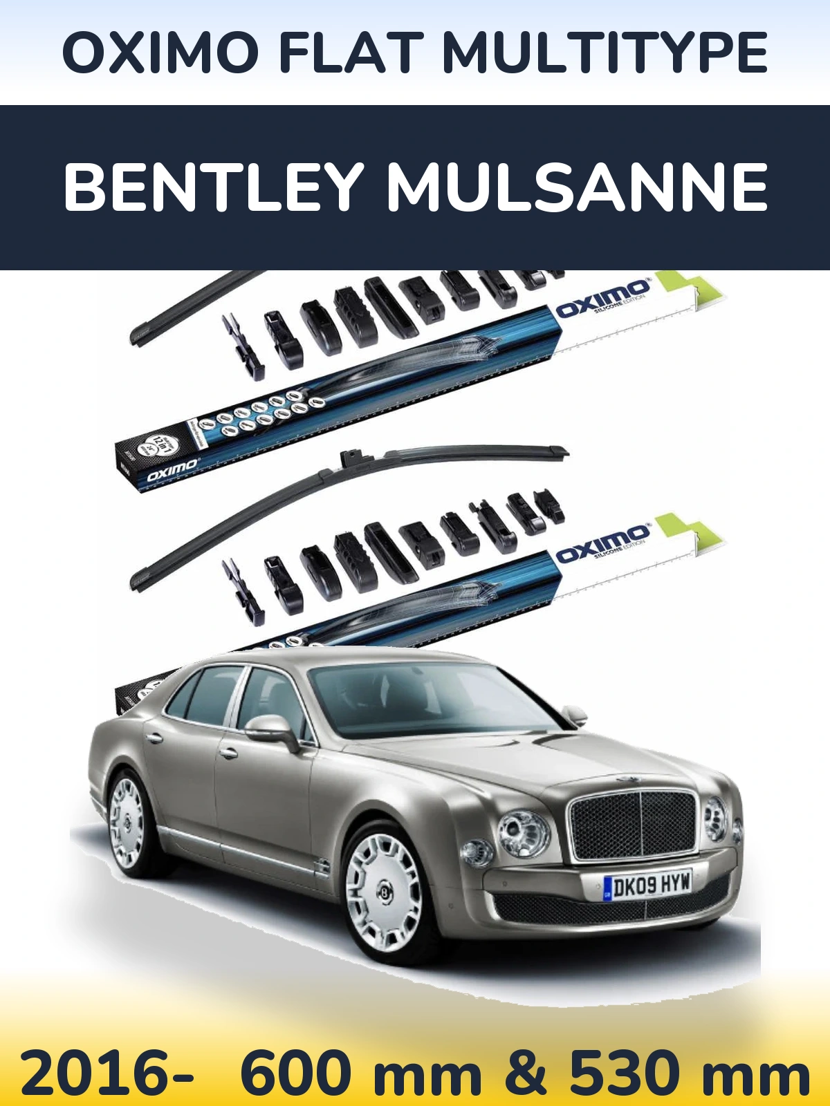 Komplet przednich wycieraczek Oximo Flat MultiType 600 & 530 mm do Bentley Mulsanne 2016-2026