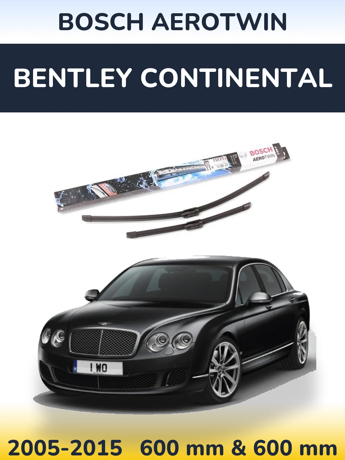 Комплект передних дворников BOSCH AeroTwin 600 & 600 мм для Bentley Continental 2005-2015