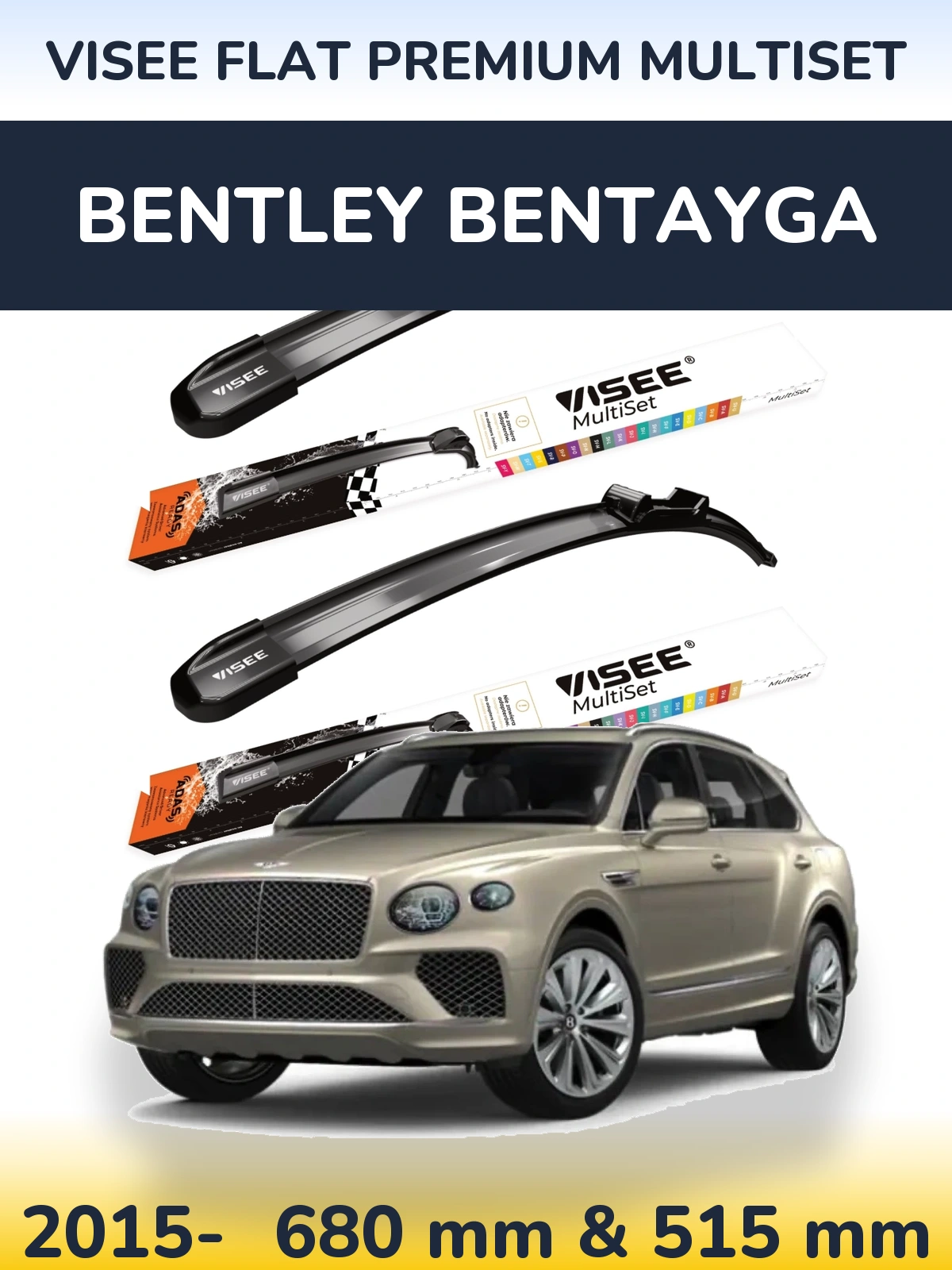 Komplet przednich wycieraczek VISEE FLAT PREMIUM MultiSet 680 & 500 mm do Bentley Bentayga 2015-2026