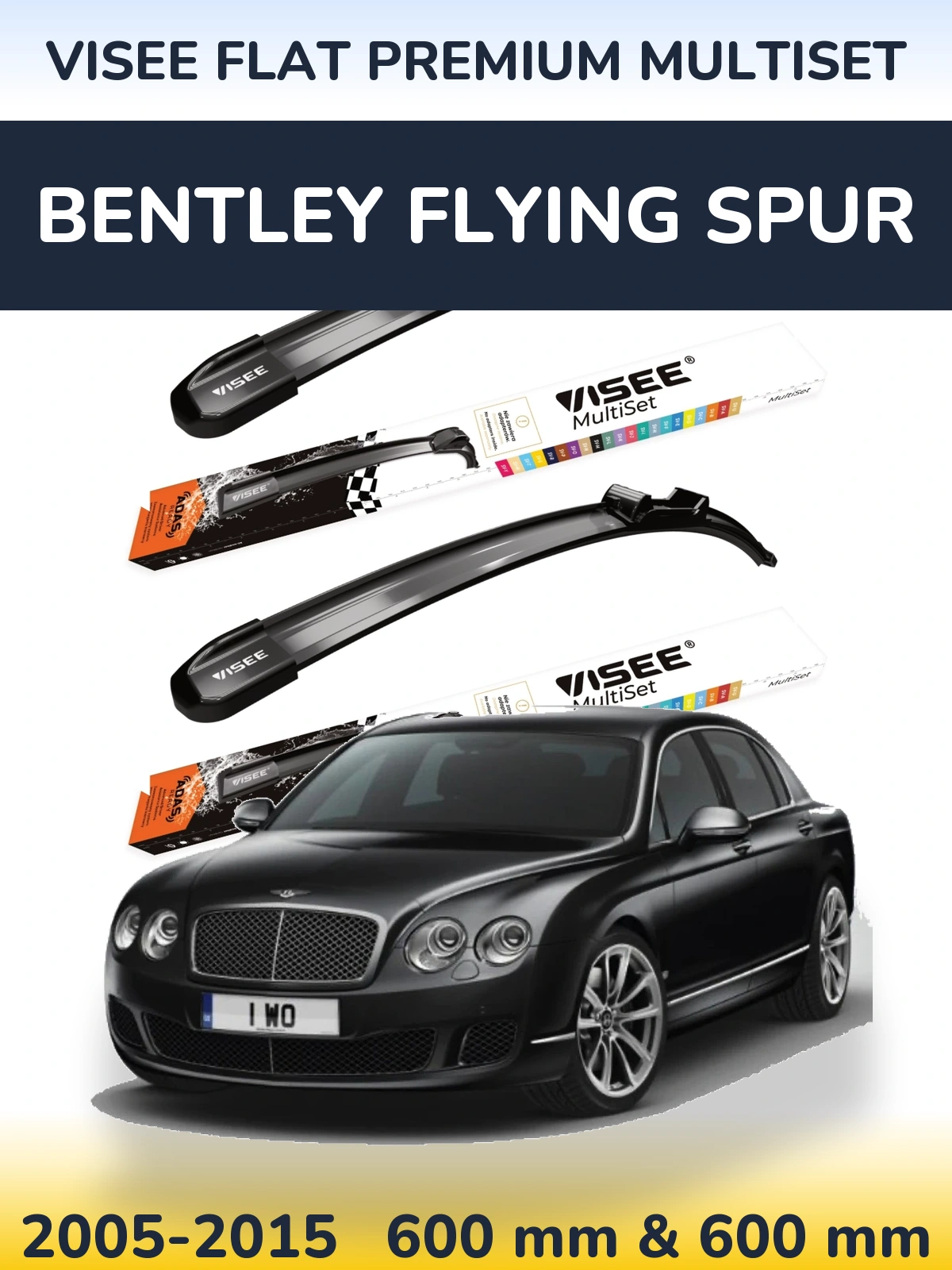 Komplet przednich wycieraczek VISEE FLAT PREMIUM MultiSet 600 & 600 mm do Bentley Flying Spur 2005-2015