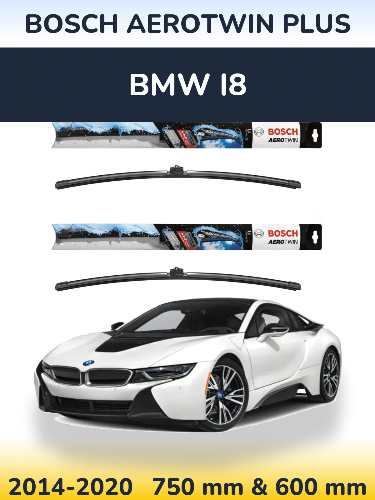 Komplet przednich wycieraczek BOSCH AeroTwin Plus 750 & 600 mm do BMW i8 2014-2020