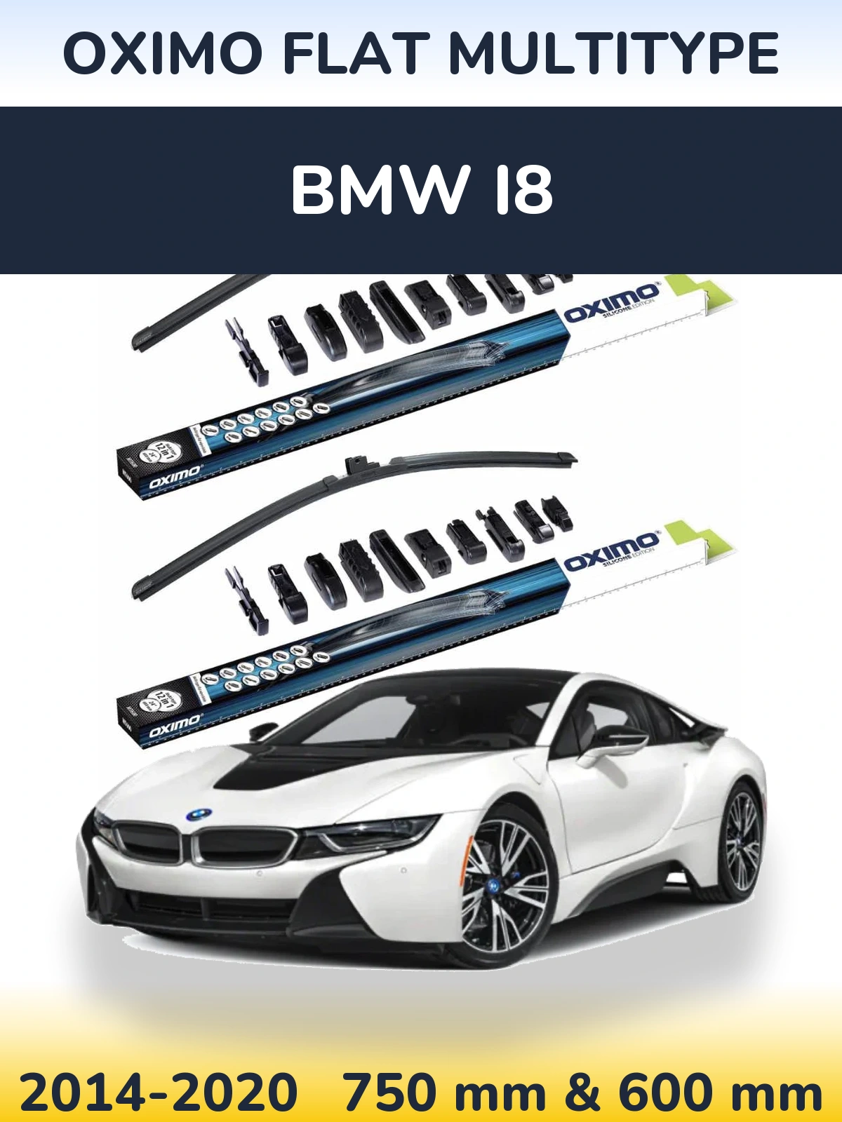 Komplet przednich wycieraczek Oximo Flat MultiType 750 & 600 mm do BMW i8 2014-2020