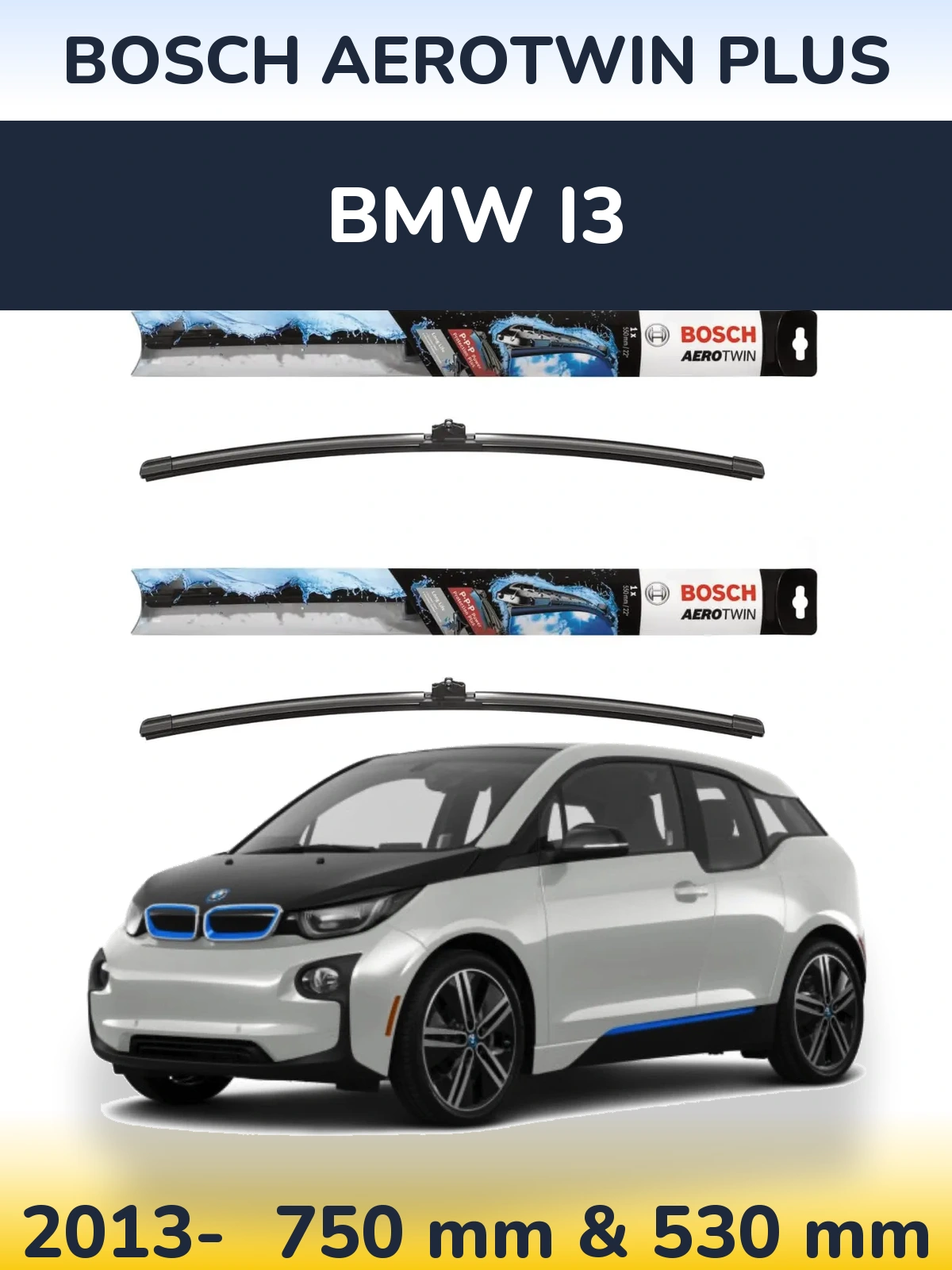 Komplet przednich wycieraczek BOSCH AeroTwin Plus 750 & 530 mm do BMW i3 2013-2026