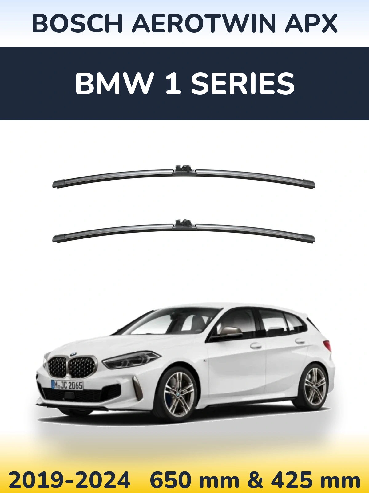 Front wiper blade set BOSCH AeroTwin APX 650 & 425 mm for BMW 1 Series 2019-2024