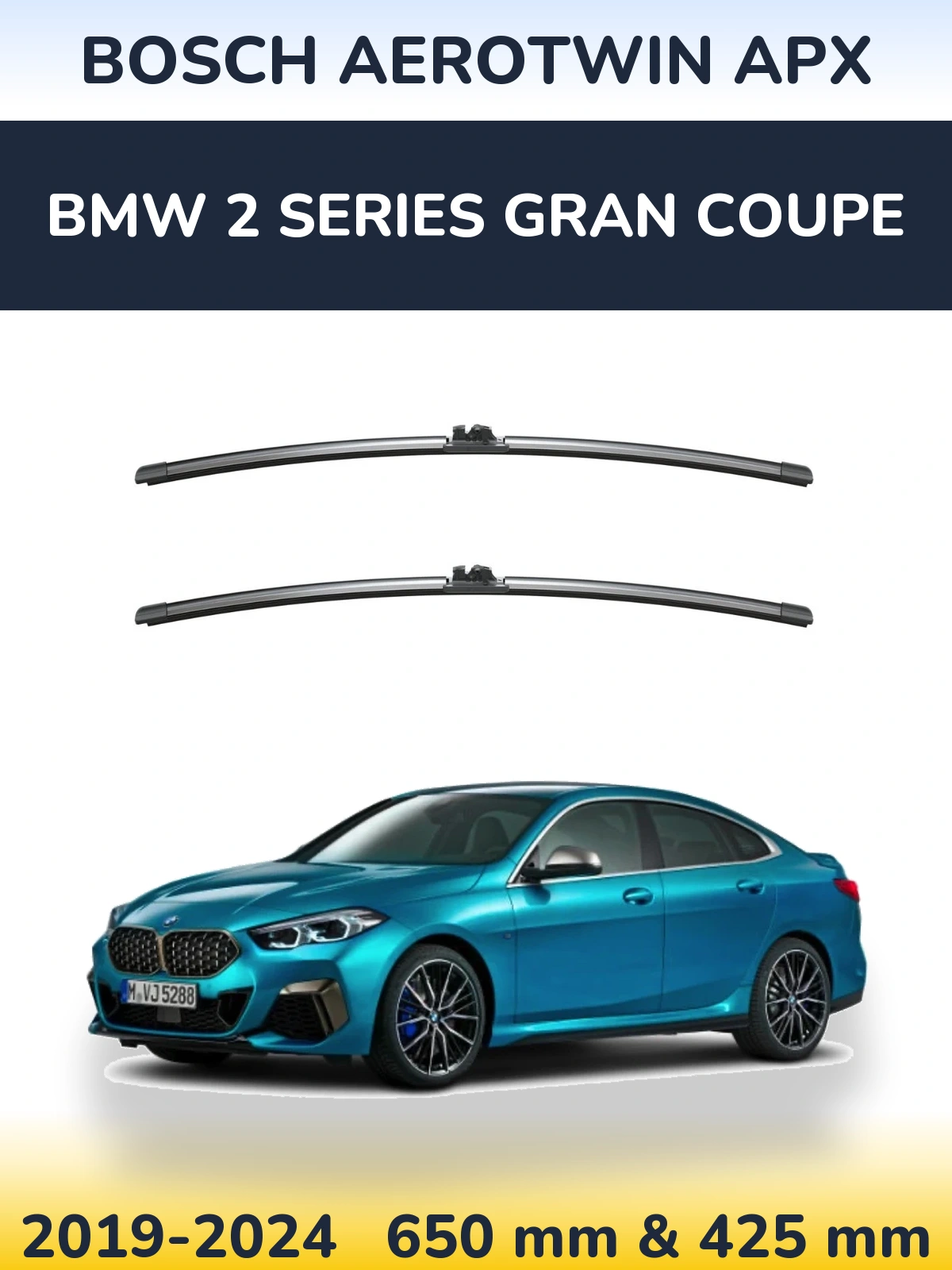 Комплект передних дворников BOSCH AeroTwin APX 650 & 425 мм для BMW 2 Series Gran Coupe 2019-2024