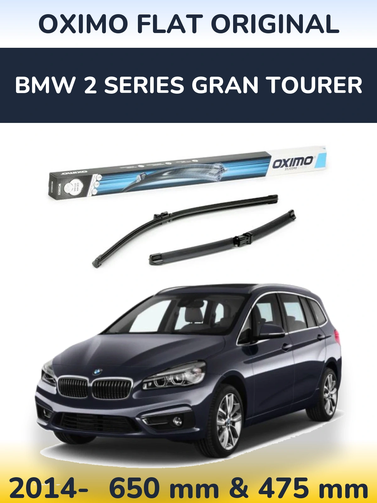 Komplet przednich wycieraczek Oximo Flat Original 650 & 475 mm do BMW Seria 2 Gran Tourer 2014-2026