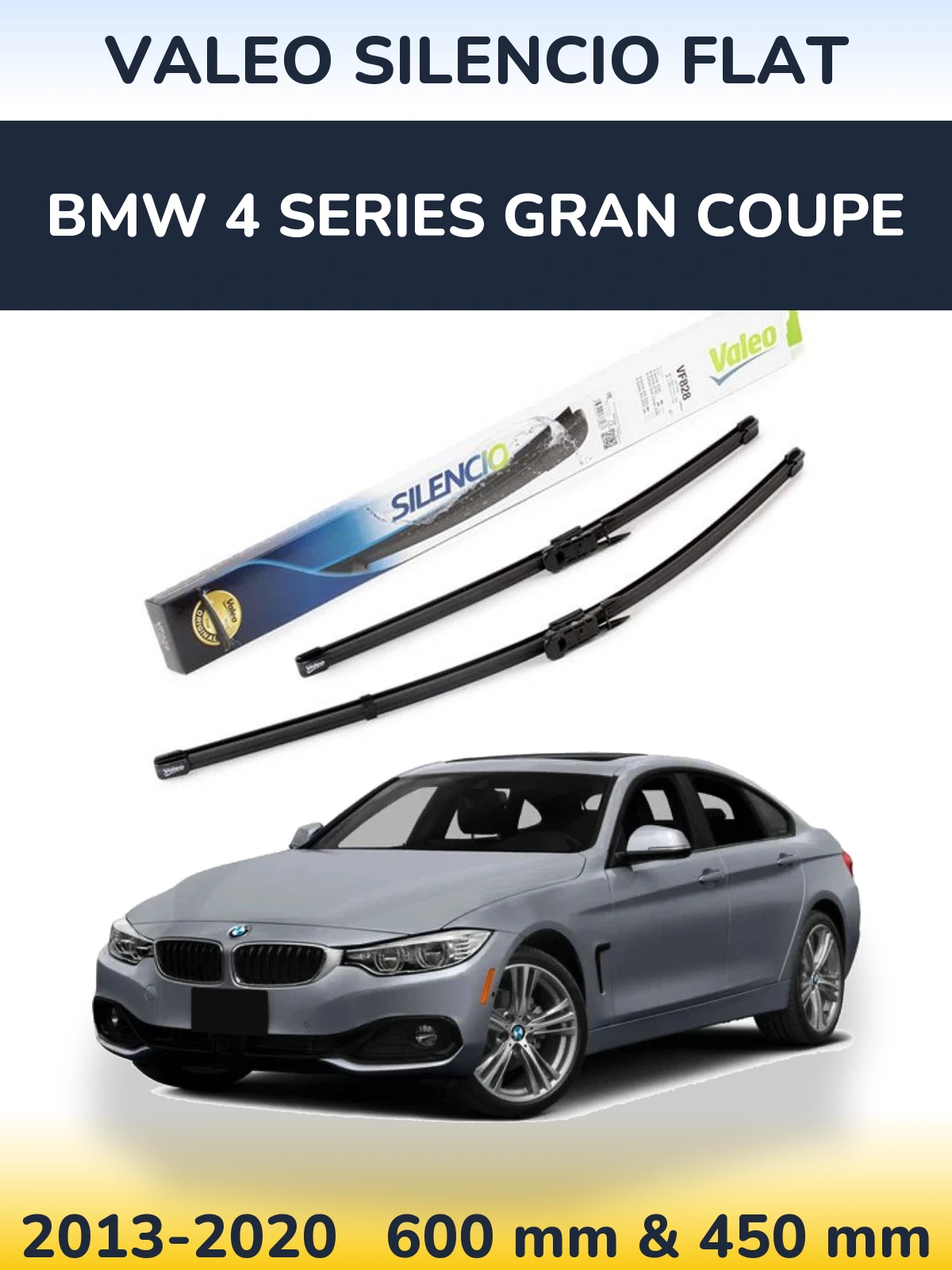 Комплект передних дворников Valeo Silencio Flat 600 & 450 мм для BMW 4 Series Gran Coupe 2013-2020