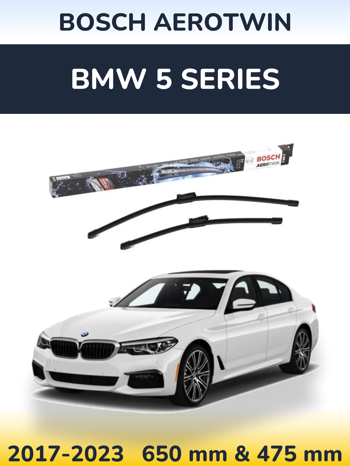 Komplet przednich wycieraczek BOSCH AeroTwin 650 & 475 mm do BMW Seria 5 2017-2023