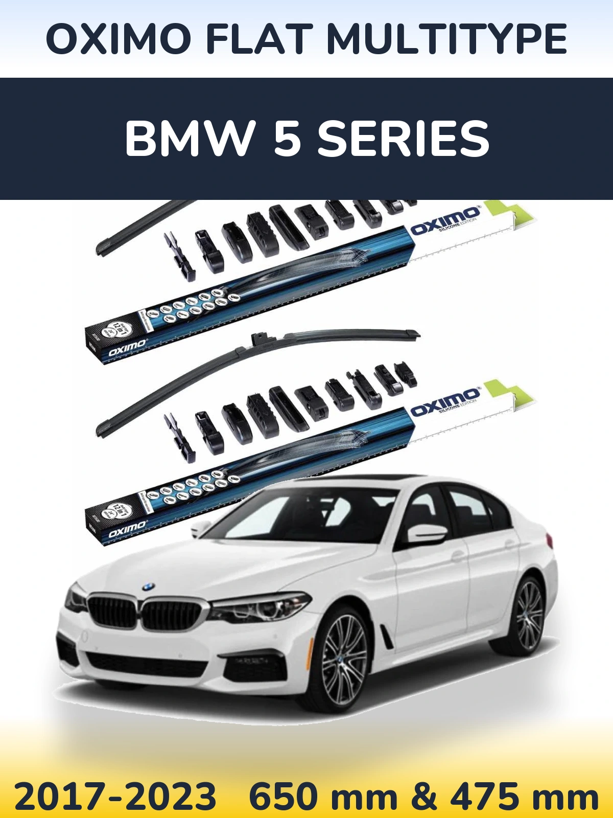 Komplet przednich wycieraczek Oximo Flat MultiType 650 & 475 mm do BMW Seria 5 2017-2023