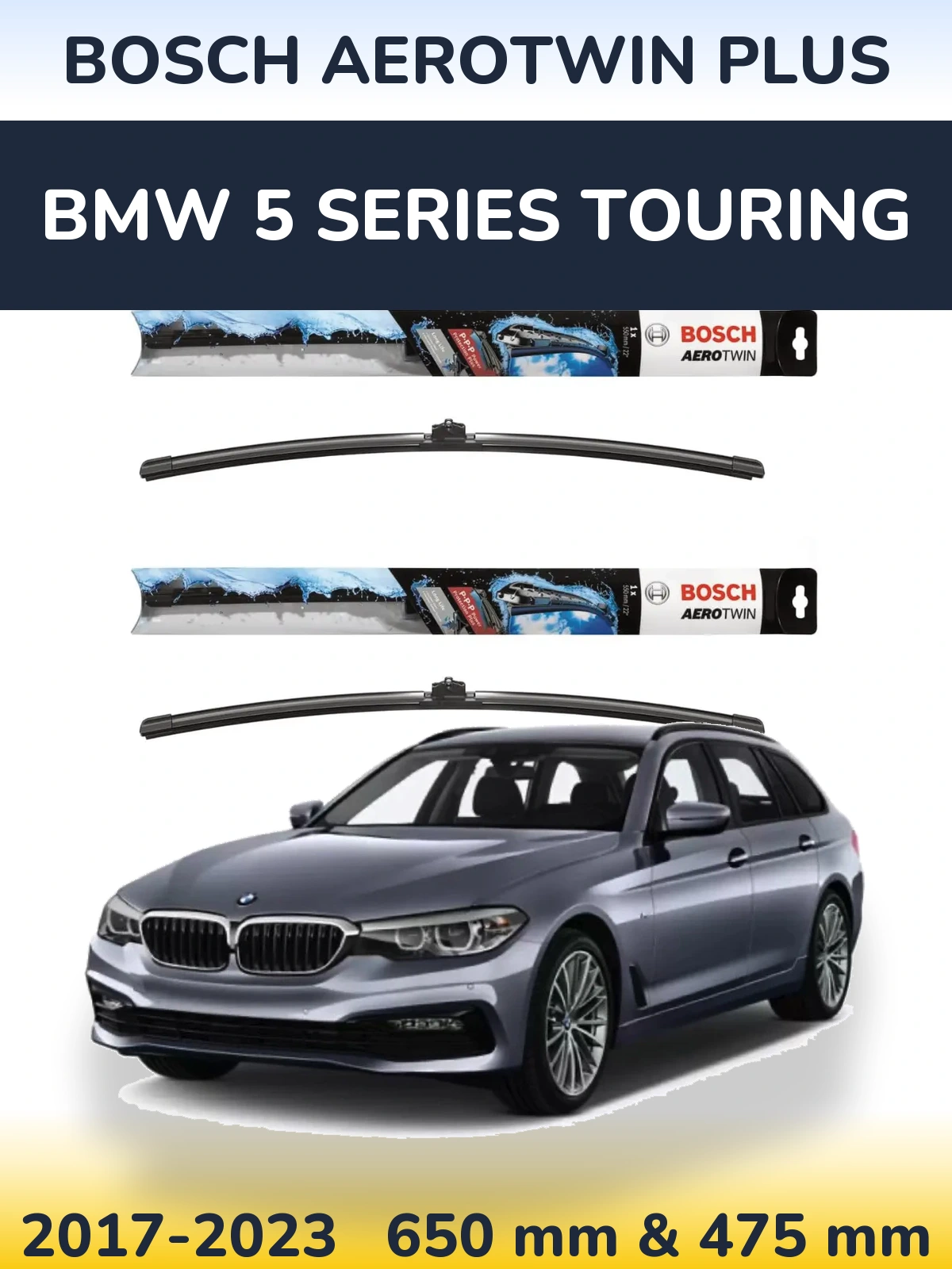 Комплект передних дворников BOSCH AeroTwin Plus 650 & 475 мм для BMW 5 Series Touring 2017-2023
