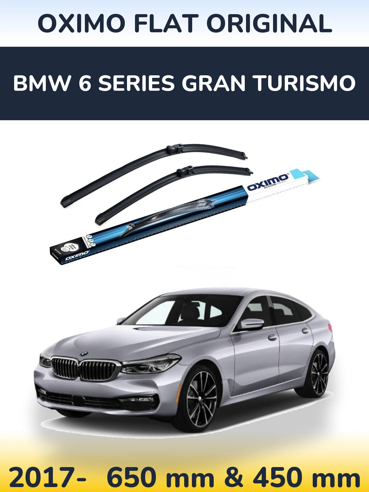 Комплект передних дворников Oximo Flat Original 650 & 450 мм для BMW 6 Series Gran Turismo 2017-2026