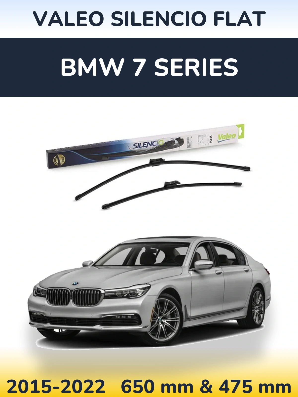 Комплект передних дворников Valeo Silencio Flat 650 & 475 мм для BMW 7 Series 2015-2022