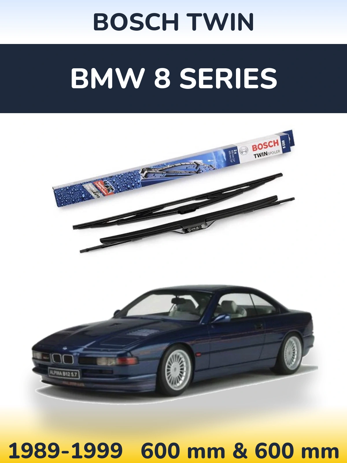 Komplet przednich wycieraczek BOSCH Twin 600 & 600 mm do BMW Seria 8 1989-1999