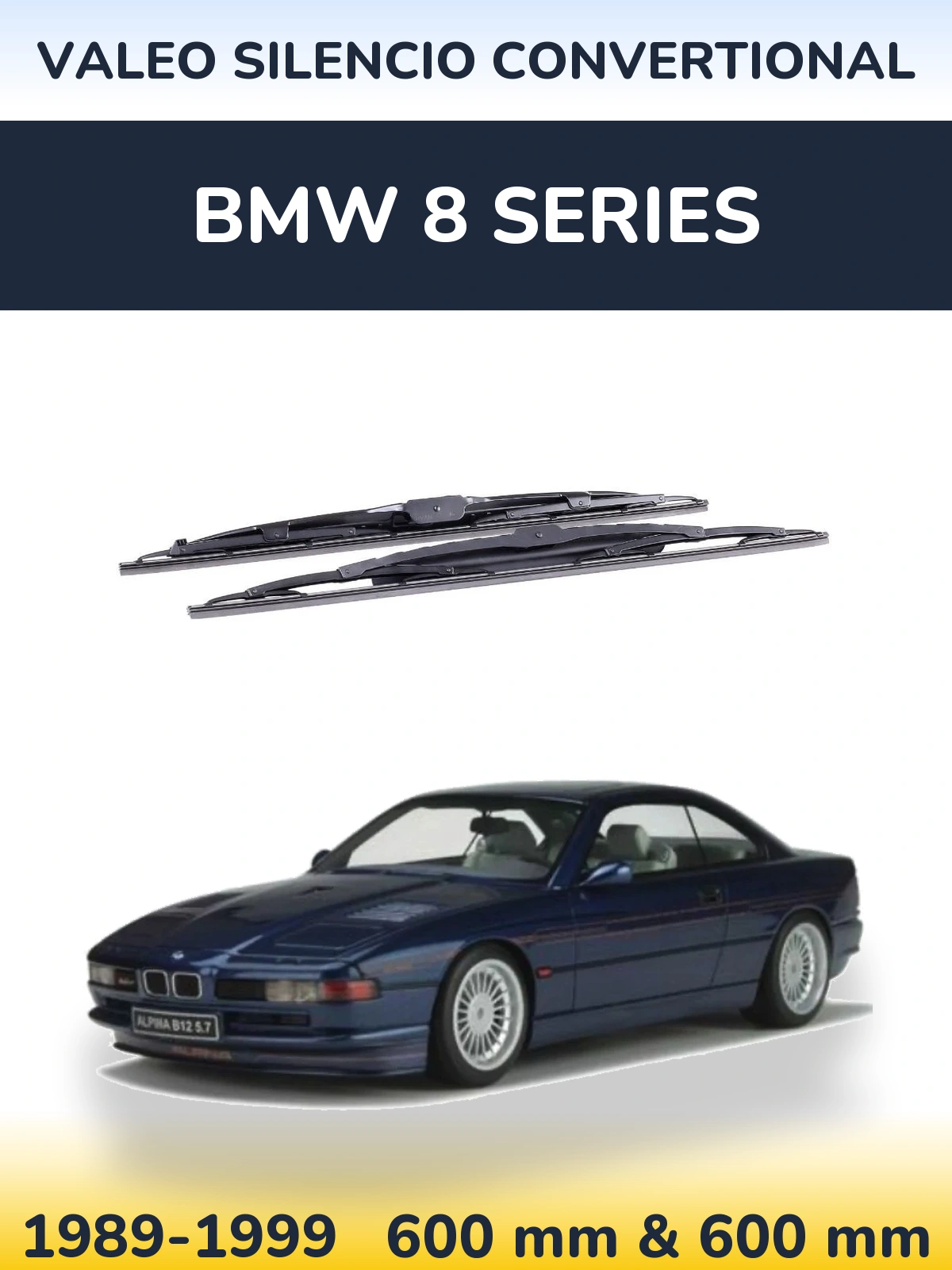 Komplet przednich wycieraczek Valeo Silencio Convertional 600 & 600 mm do BMW Seria 8 1989-1999