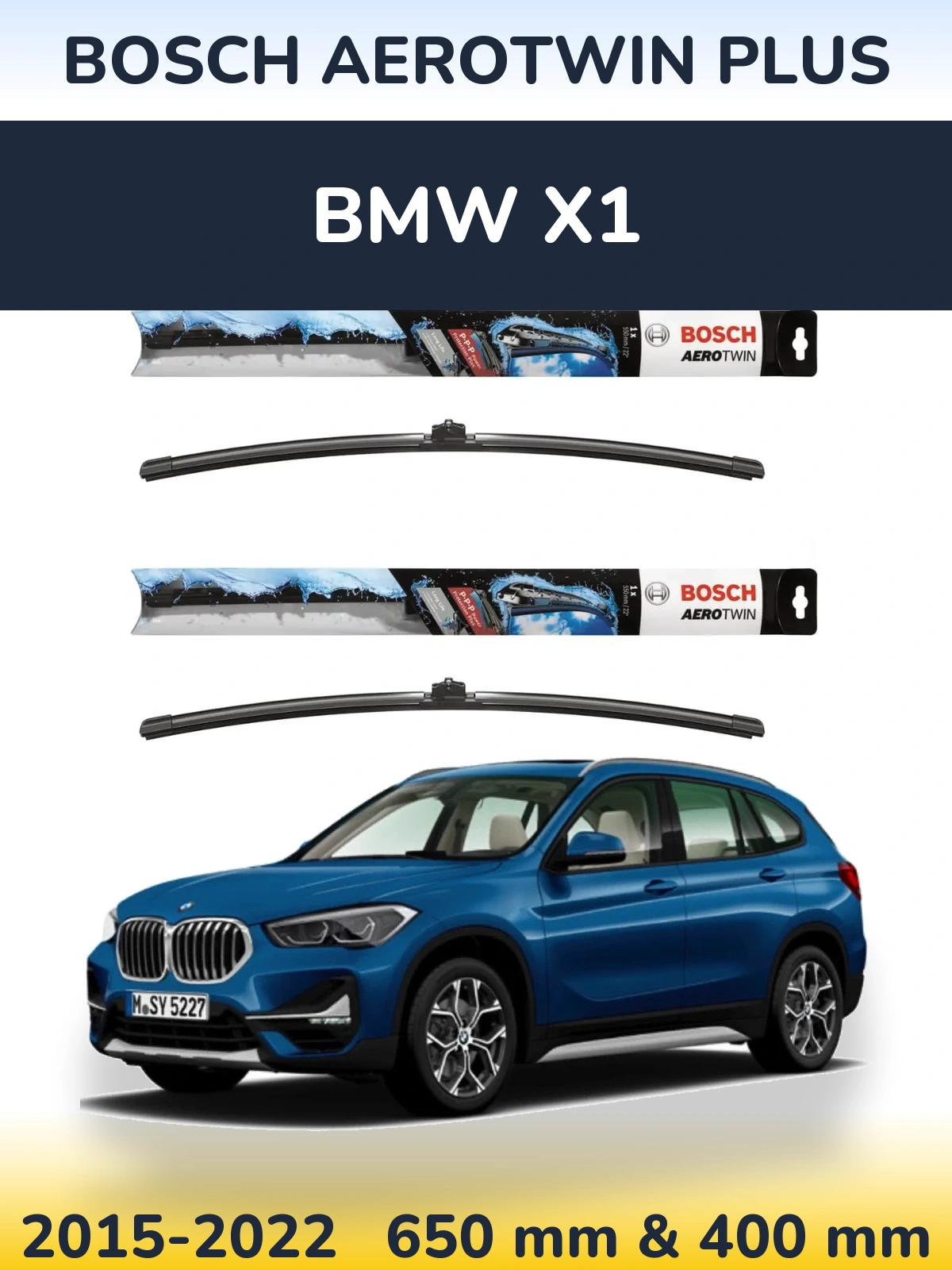 Komplet przednich wycieraczek BOSCH AeroTwin Plus 650 & 400 mm do BMW X1 2015-2022