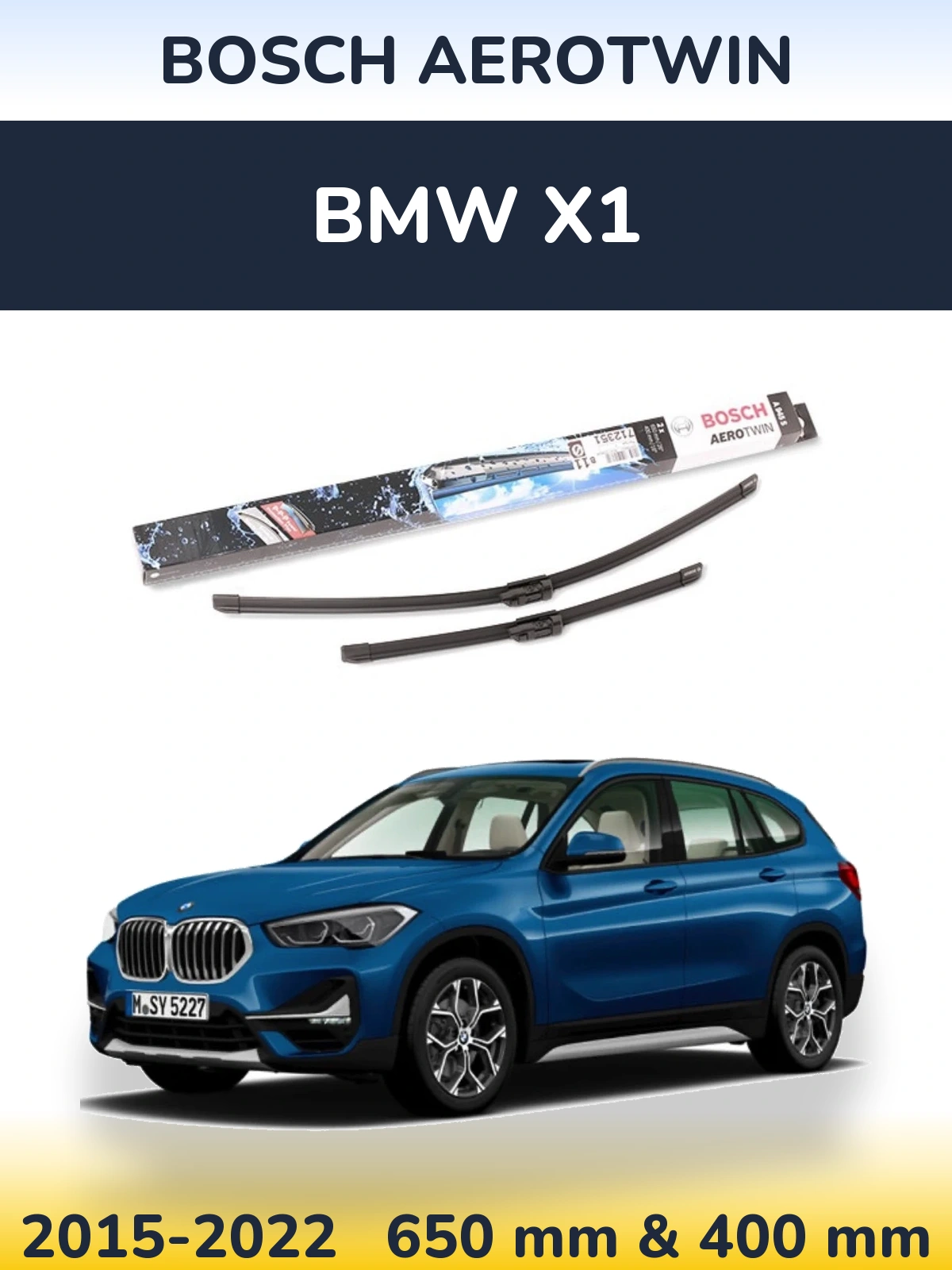 Комплект передних дворников BOSCH AeroTwin 650 & 400 мм для BMW X1 2015-2022