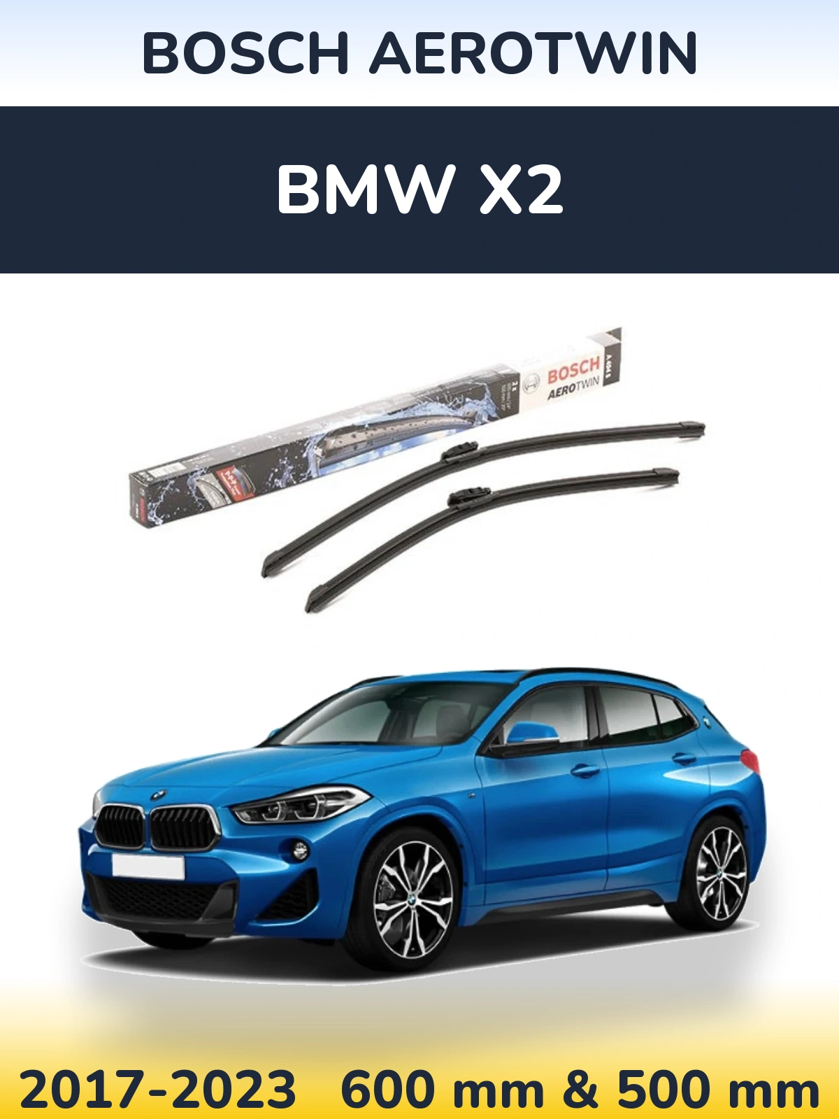 Komplet przednich wycieraczek BOSCH AeroTwin 600 & 500 mm do BMW X2 2017-2023